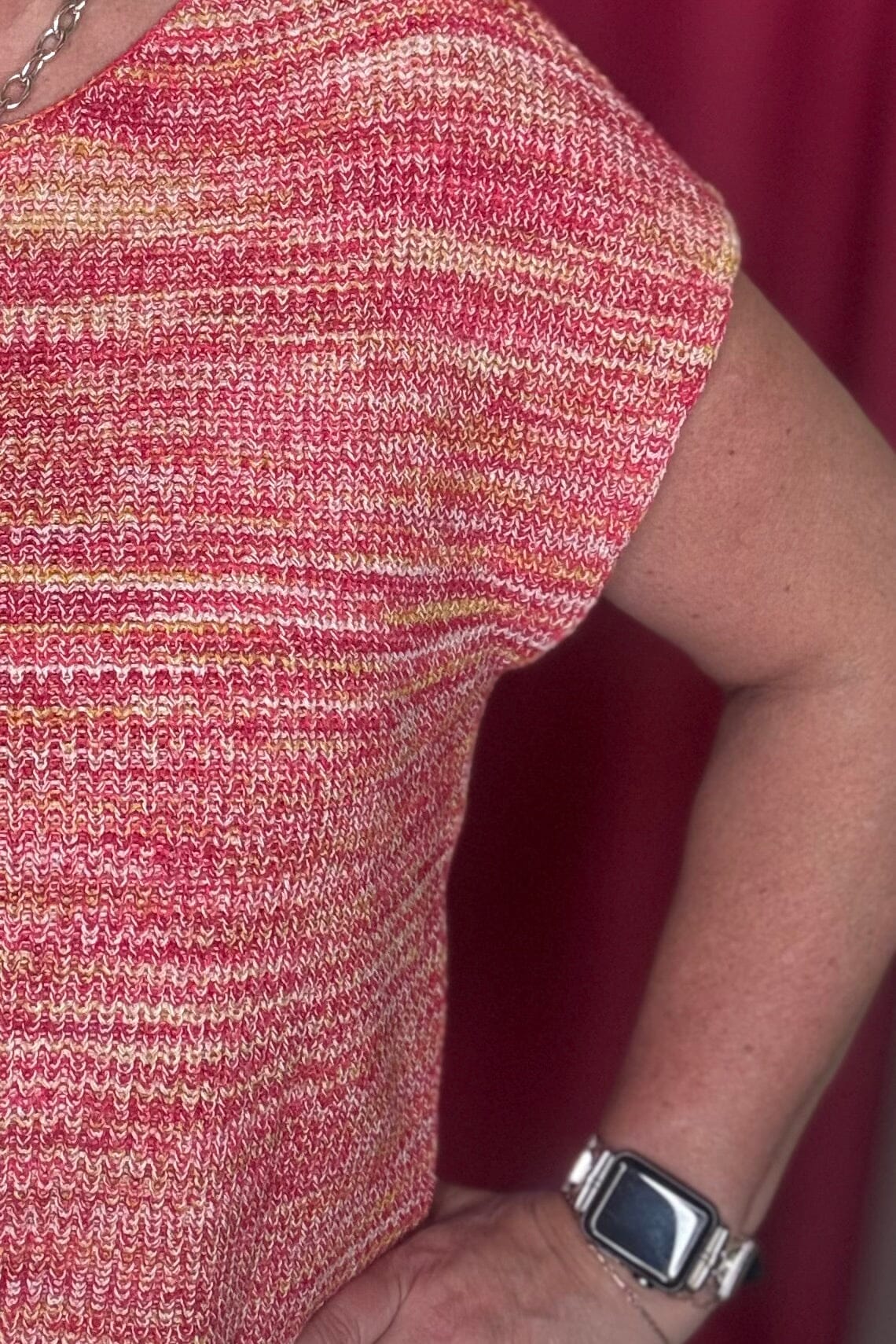 Space Dye Sweater with Cap Sleeves MISSY TOP SPECIAL TRIBAL