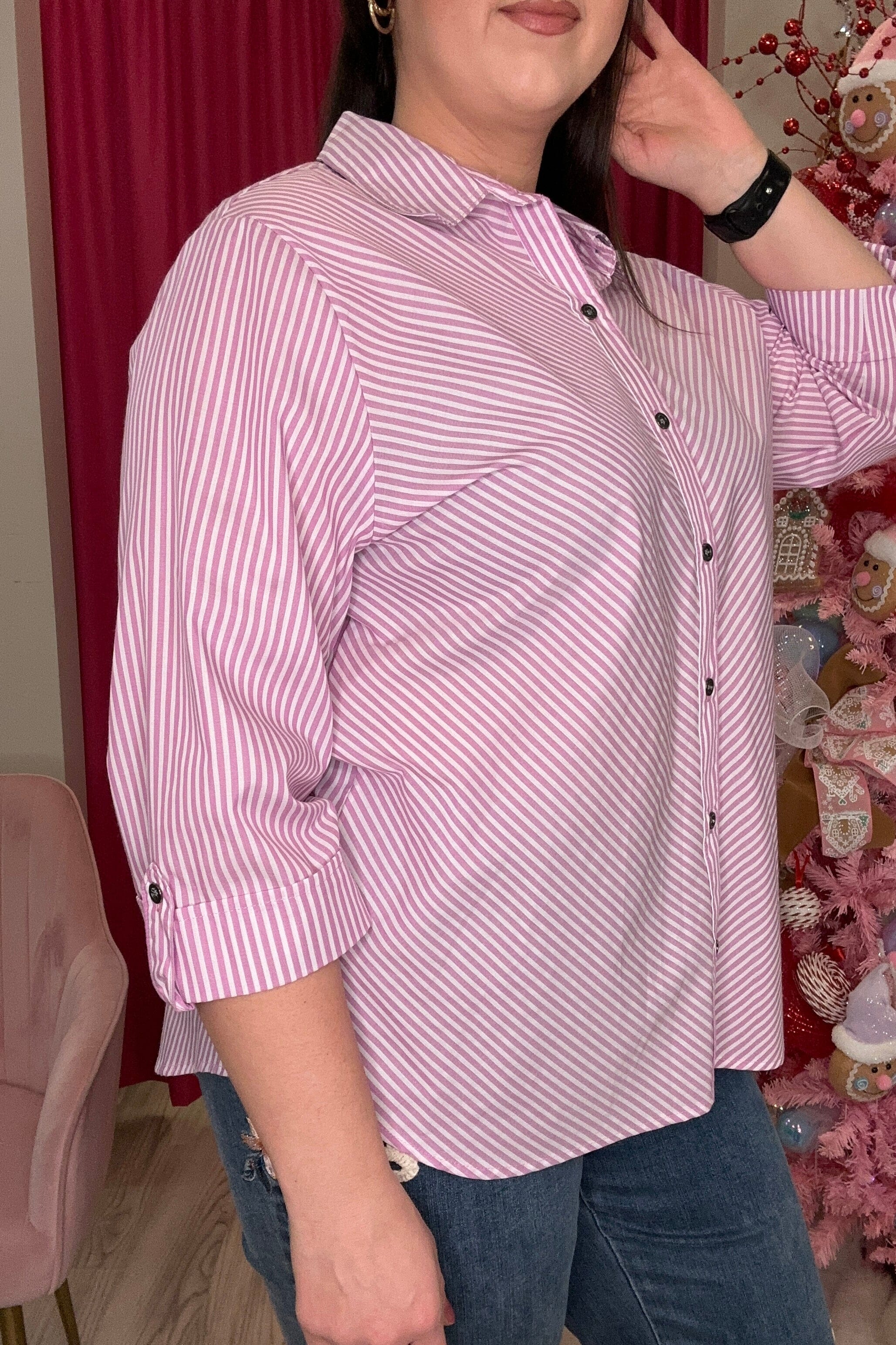 Short Sleeve Button Down Collared Shirt MISSY TOP SPECIAL SOUTHERN LADY