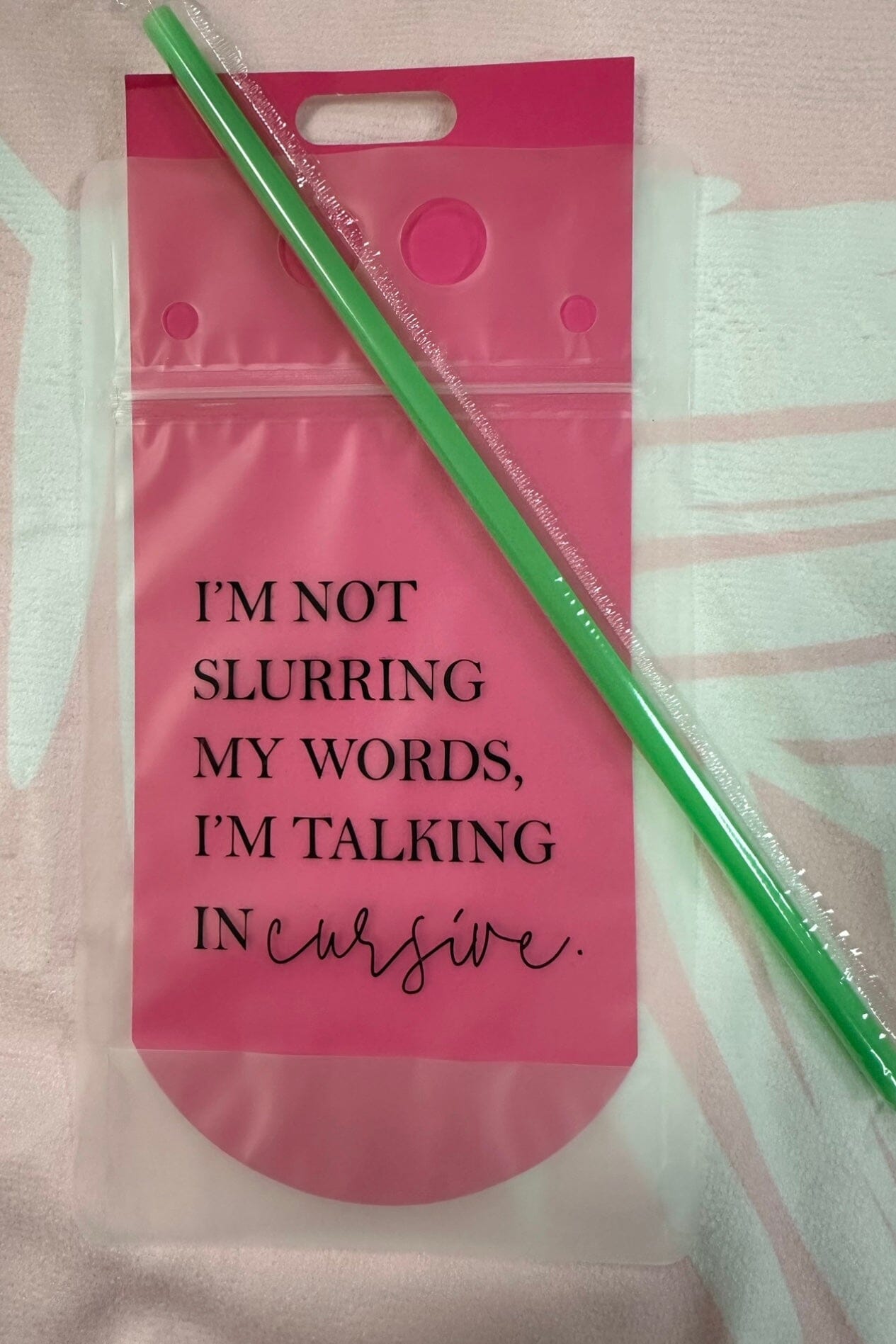 Drink Pouch With Straw GIFT/OTHER Drink Pouch Party CURSIVE
