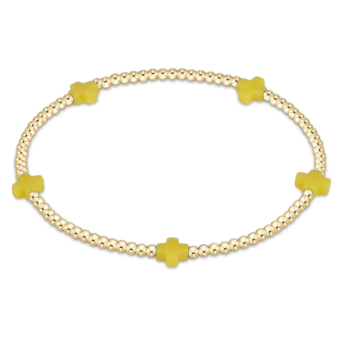 Enewton Signature Cross Small Gold Pattern 2mm Bead Bracelet- Canary JEWELRY ENEWTON