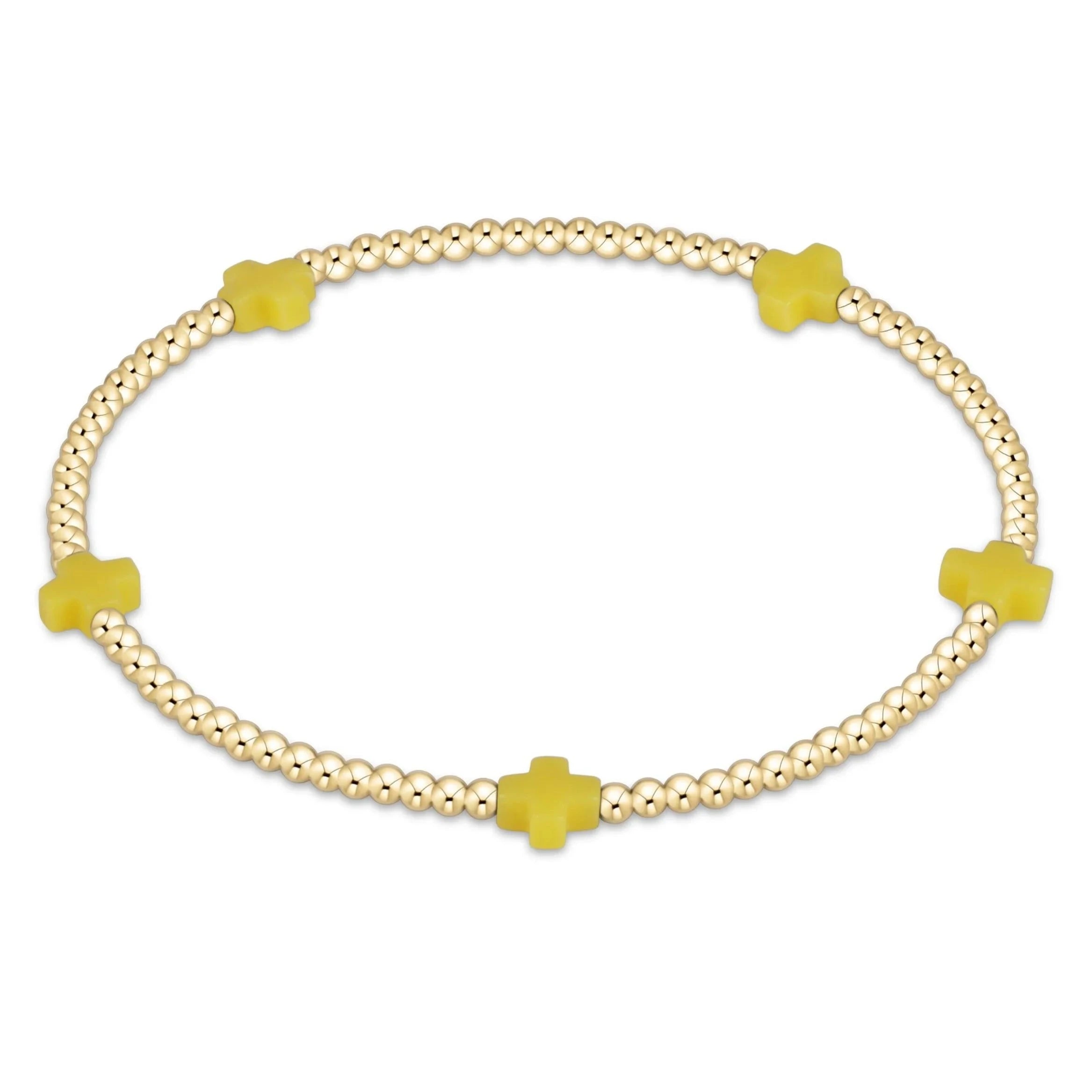 Enewton Signature Cross Small Gold Pattern 2mm Bead Bracelet- Canary JEWELRY ENEWTON