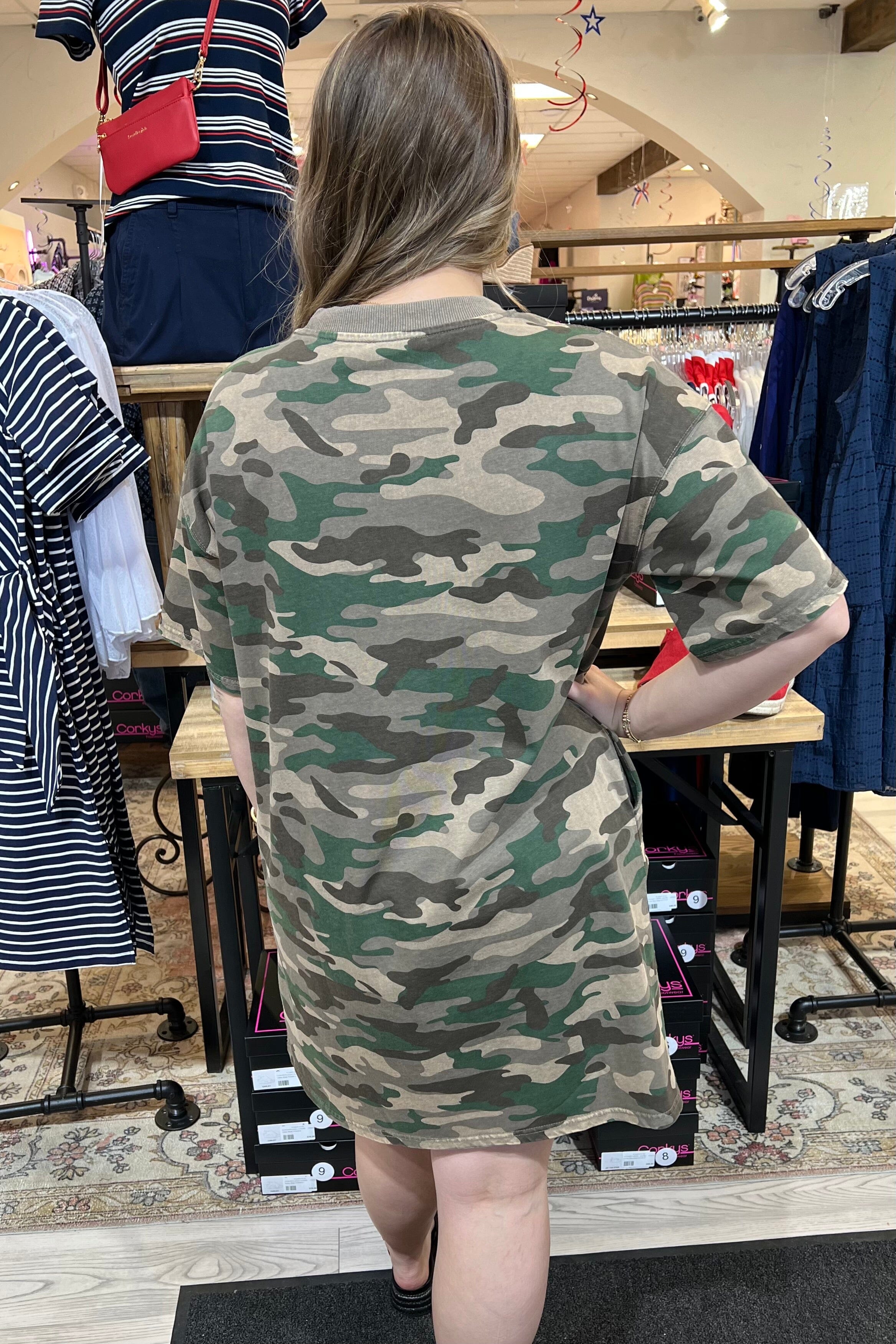 Short Sleeve Camoflage Dress DRESS EASEL