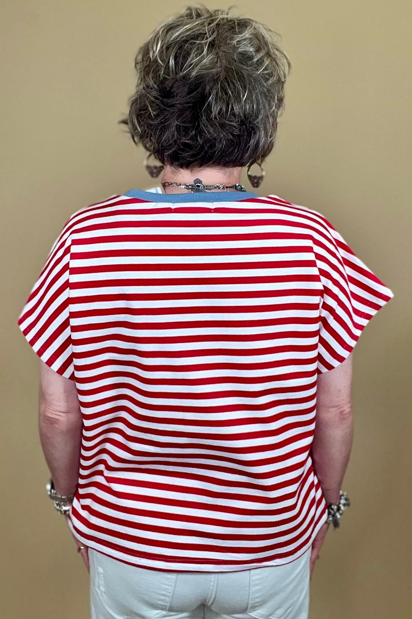 1776 On A Short Sleeve Striped Top JRTOP CASUAL TOP SOUTHERN GRACE