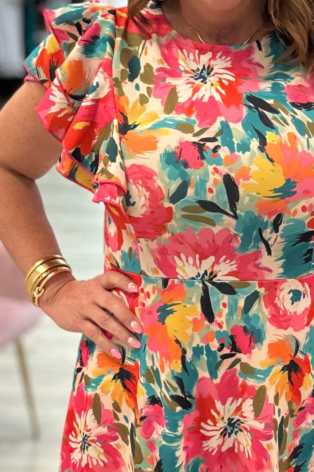 Short Flutter Sleeve Printed Dress DRESS STERLINGKREEK