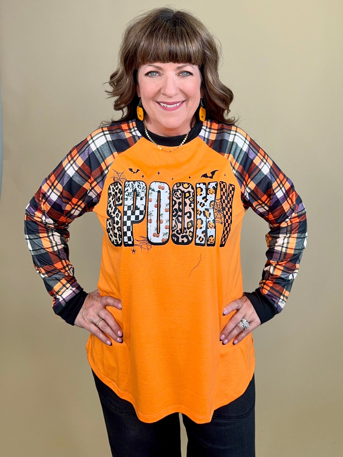 Spooky Plaid Long Sleeve Top JRTOP CASUAL TOP:~~Unassigned~~ YOURFASHIONWHOL