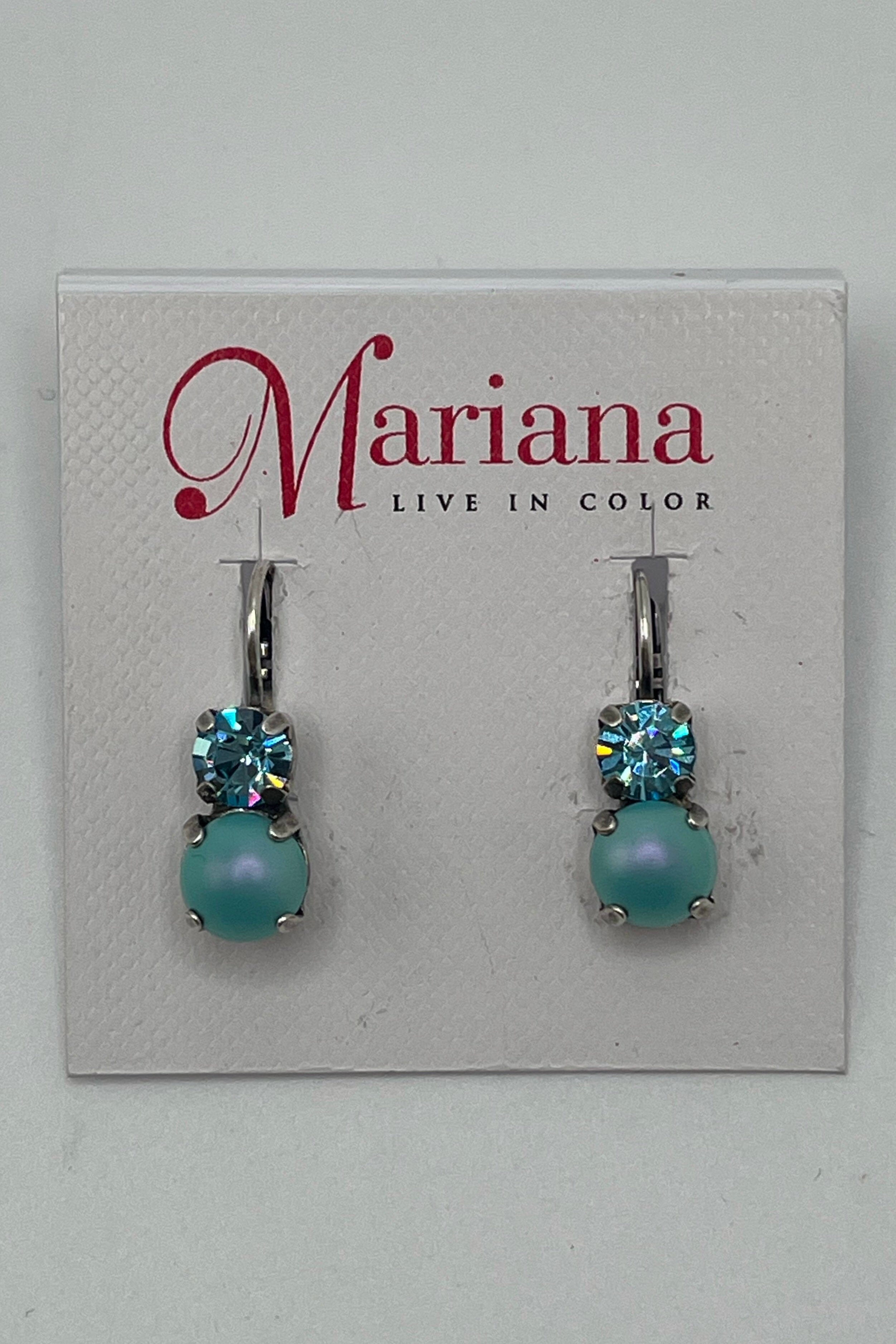 Medium Classic Two-Stone Leverback Earrings in "Bay Blue" BETTERBRANDJEWELRY Mariana