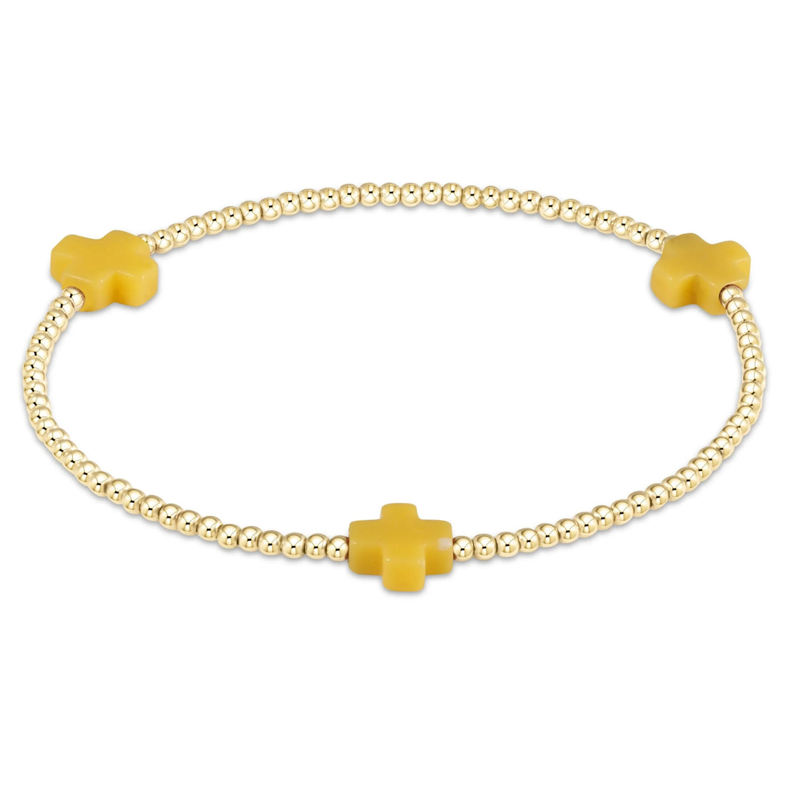 Enewton Signature Cross Gold Pattern 2mm Bead Bracelet- Canary JEWELRY ENEWTON