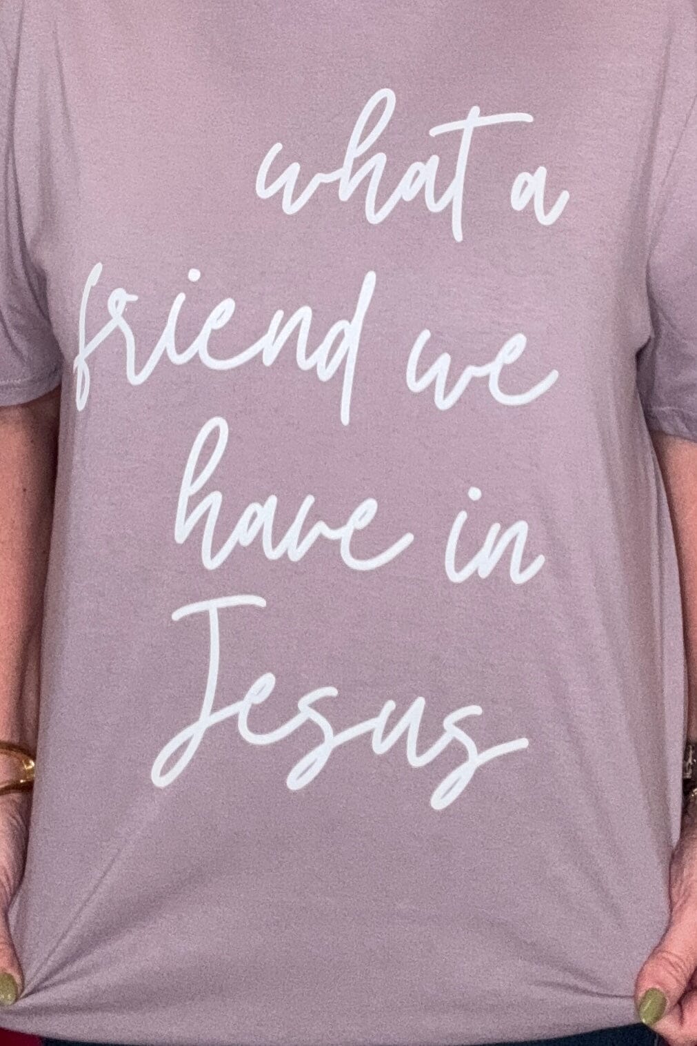What A Friend We Have In Jesus T-Shirt MISSY BASIC KNIT FAITH COLLECTIVE