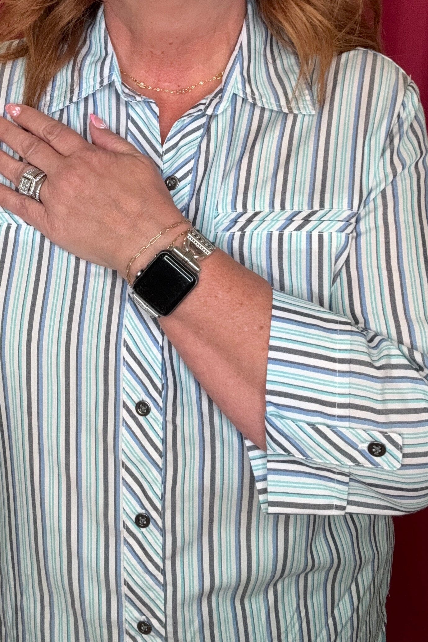 Striped 3/4 Sleeve Button Down MISSY TOP SPECIAL SOUTHERN LADY