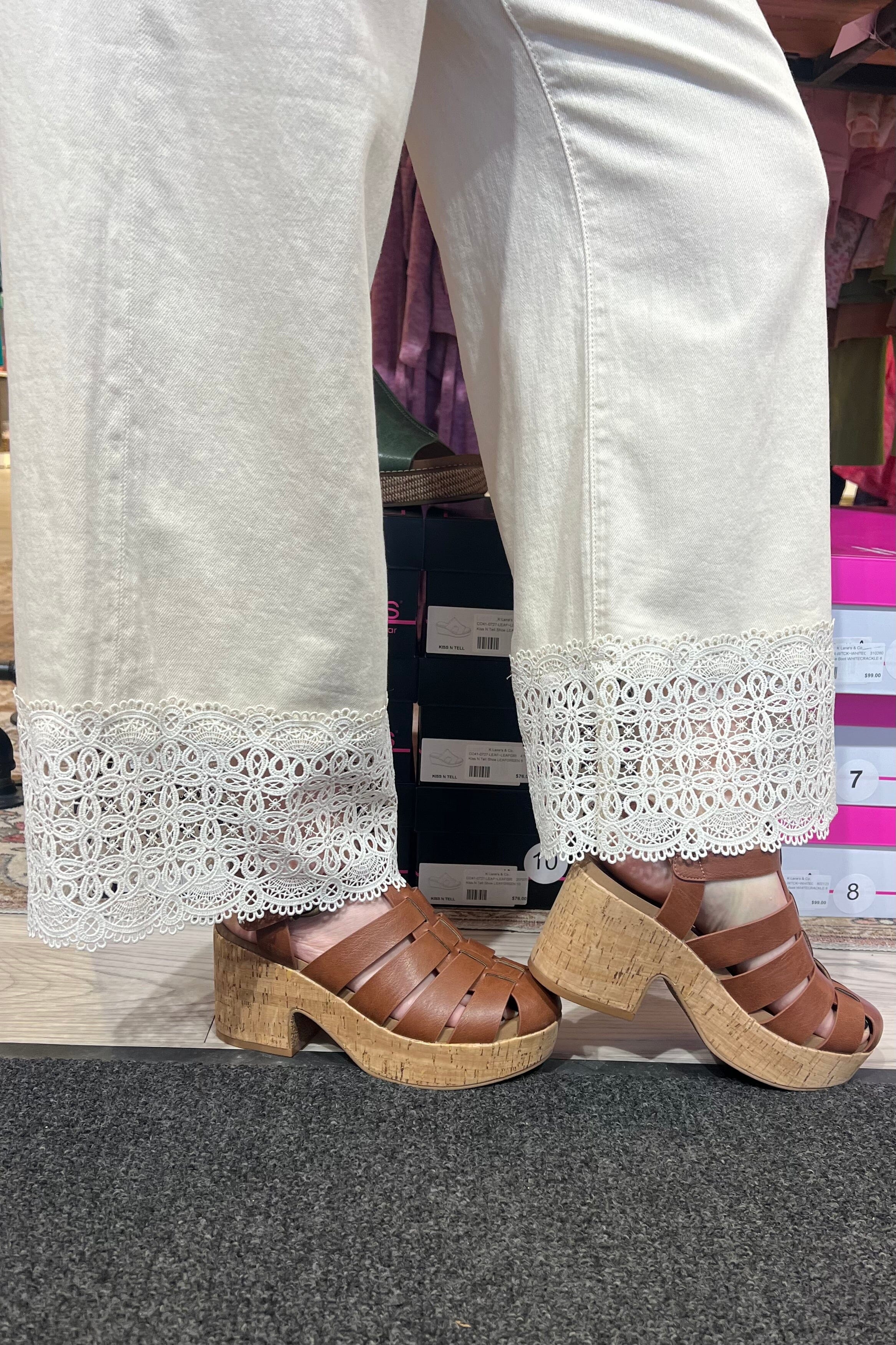 Stride Wide Leg w/Lace Trim 27" Inseam BOTTOMS LIVERPOOL