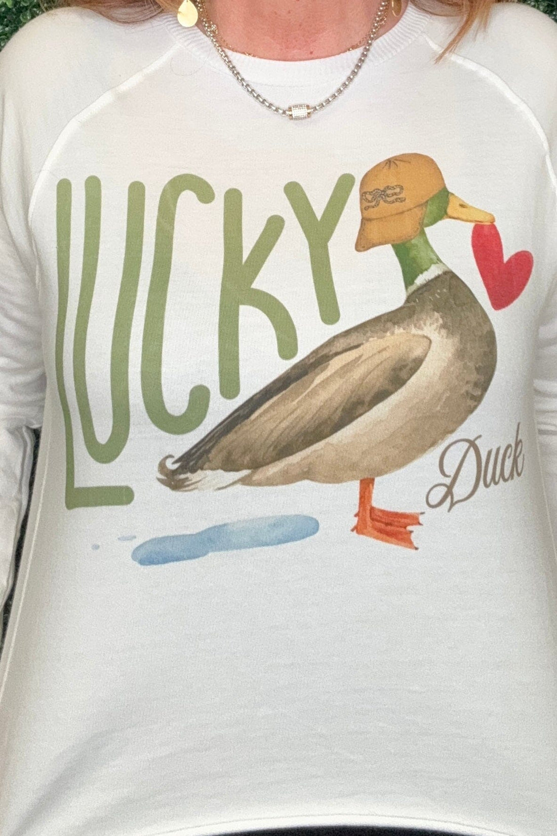 Long Sleeve Lucky Duck Graphic Tee MISSY BASIC KNIT SUGAR STITCH