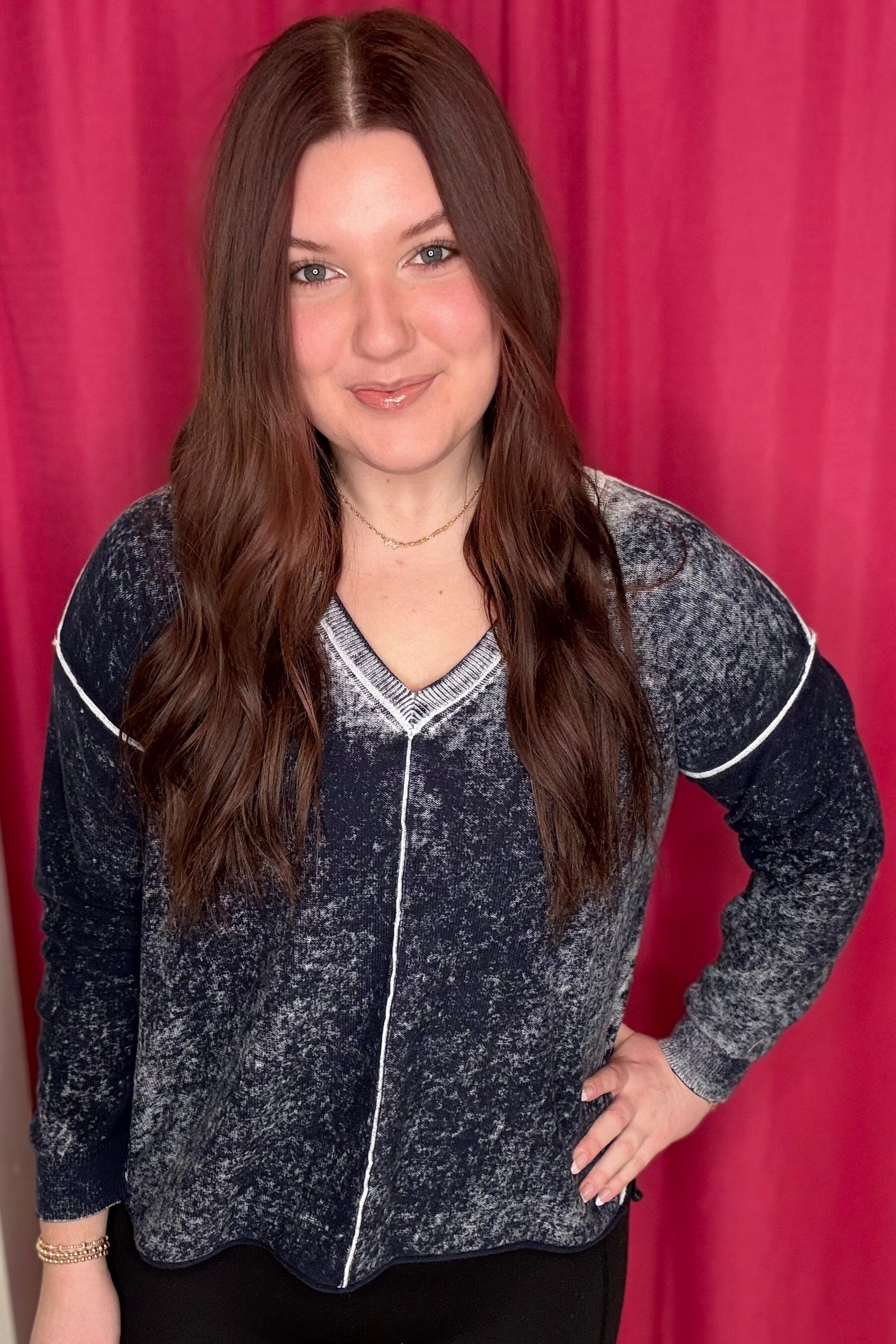 V-Neck Sweater with Special Wash MISSY TOP SPECIAL TRIBAL NAUTICAL XS