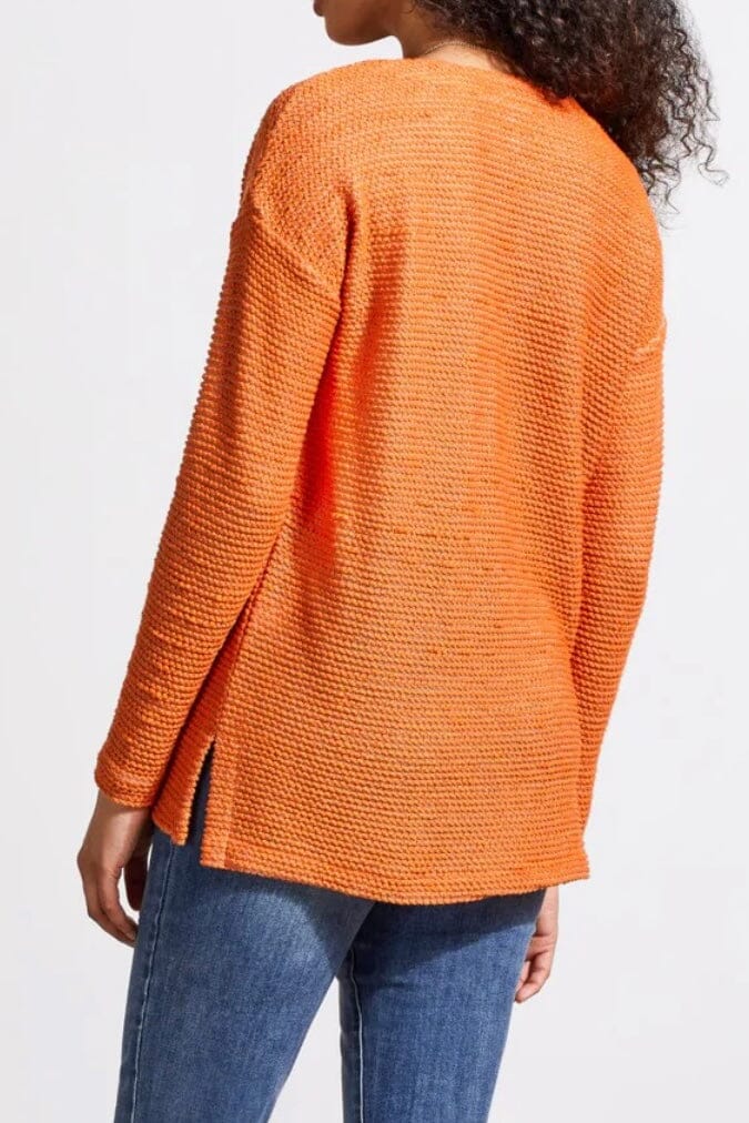 V-Neck Textured Tunic with Side Slits SWEATER TRIBAL