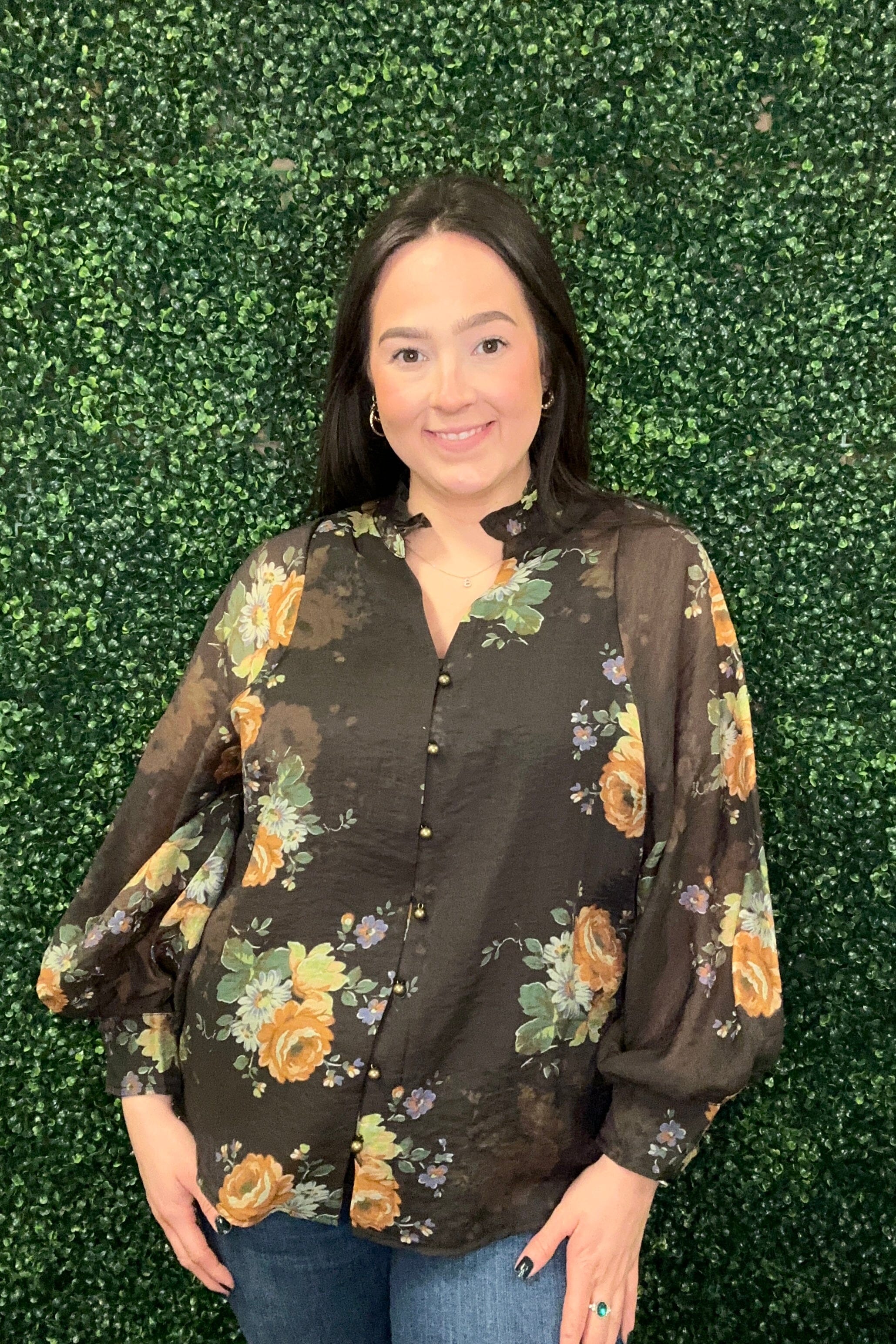 Long Sleeve Floral Printed Top JR TOP DRESSY ENTRO