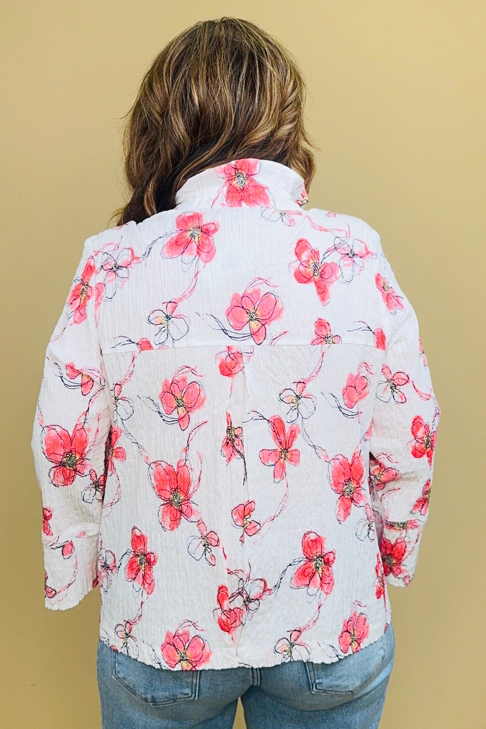 Crinkle Wildflower Ruched Swing Jacket MISSY TOP SPECIAL HABITAT