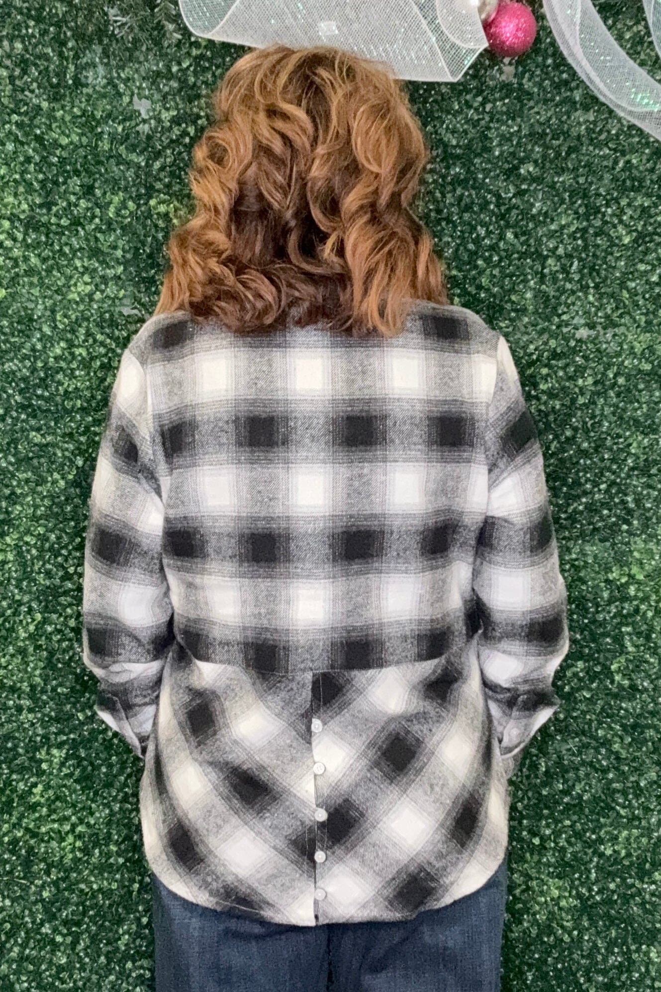 Long Sleeve Flannel Button Down MISSY TOP SPECIAL KEREN HART