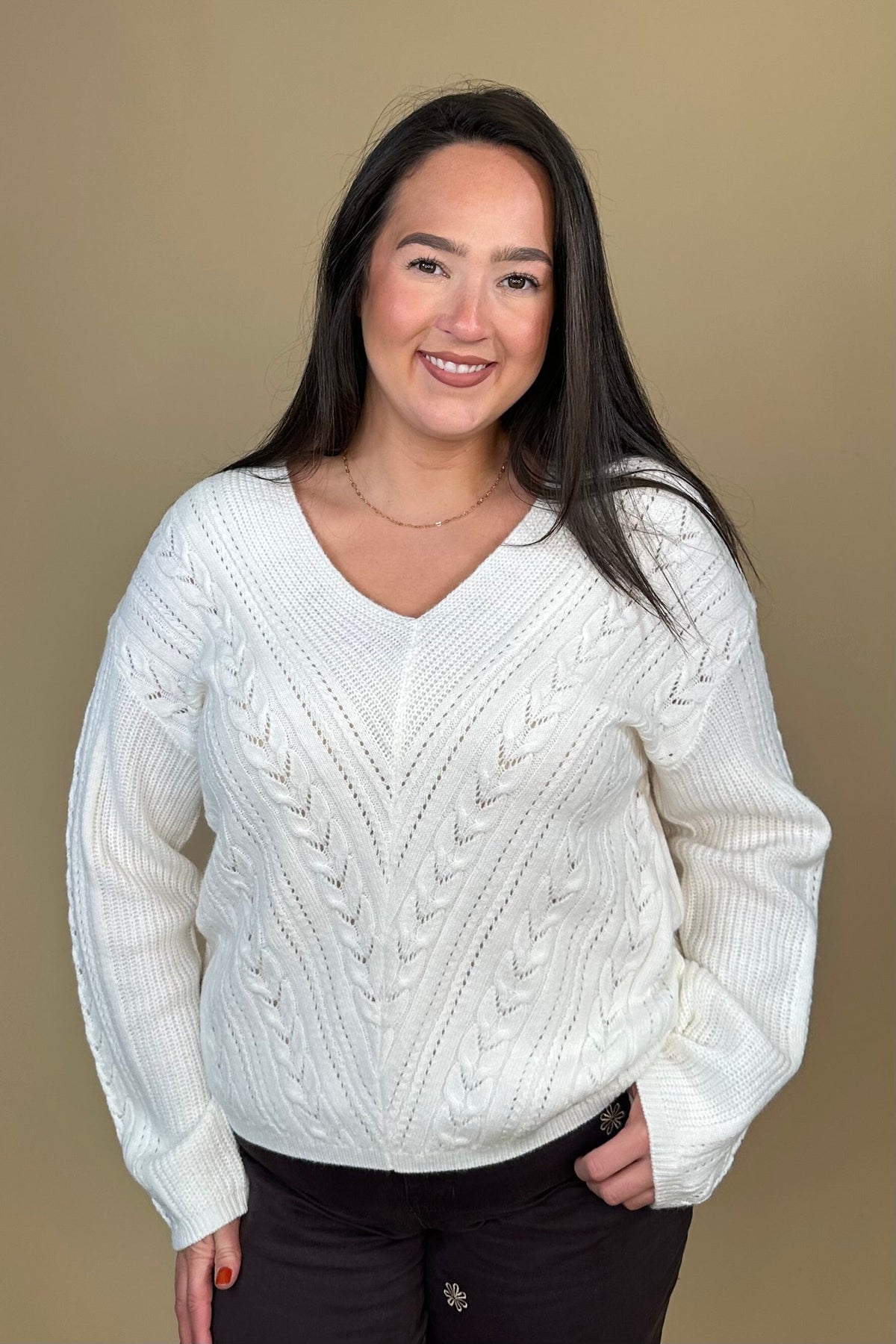 Long Sleeve V Neck Drop Shoulder Sweater SWEATER LIVERPOOL