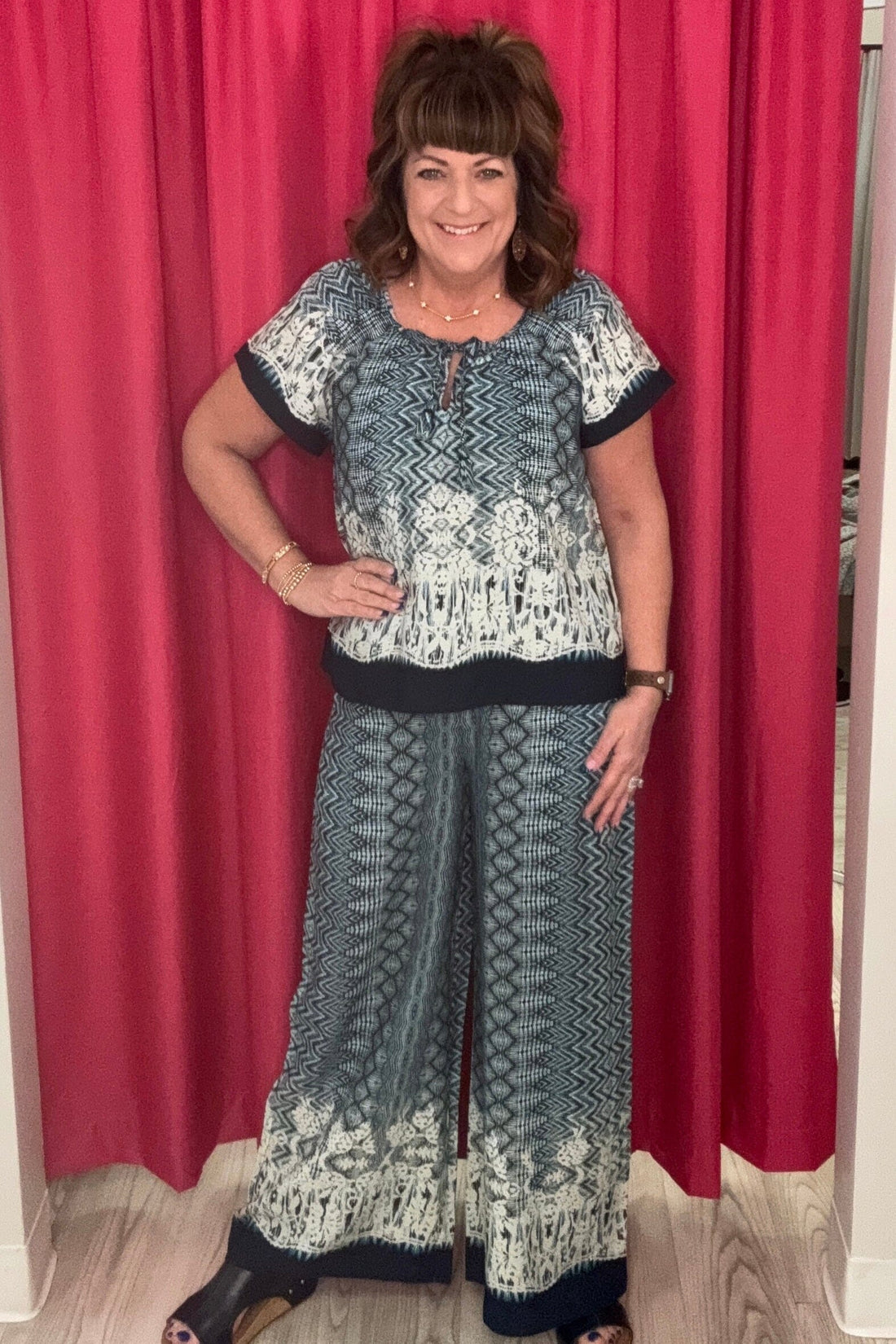 Short Sleeve Woven Top w/Front Tie Detail MISSY TOP SPECIAL LIVERPOOL