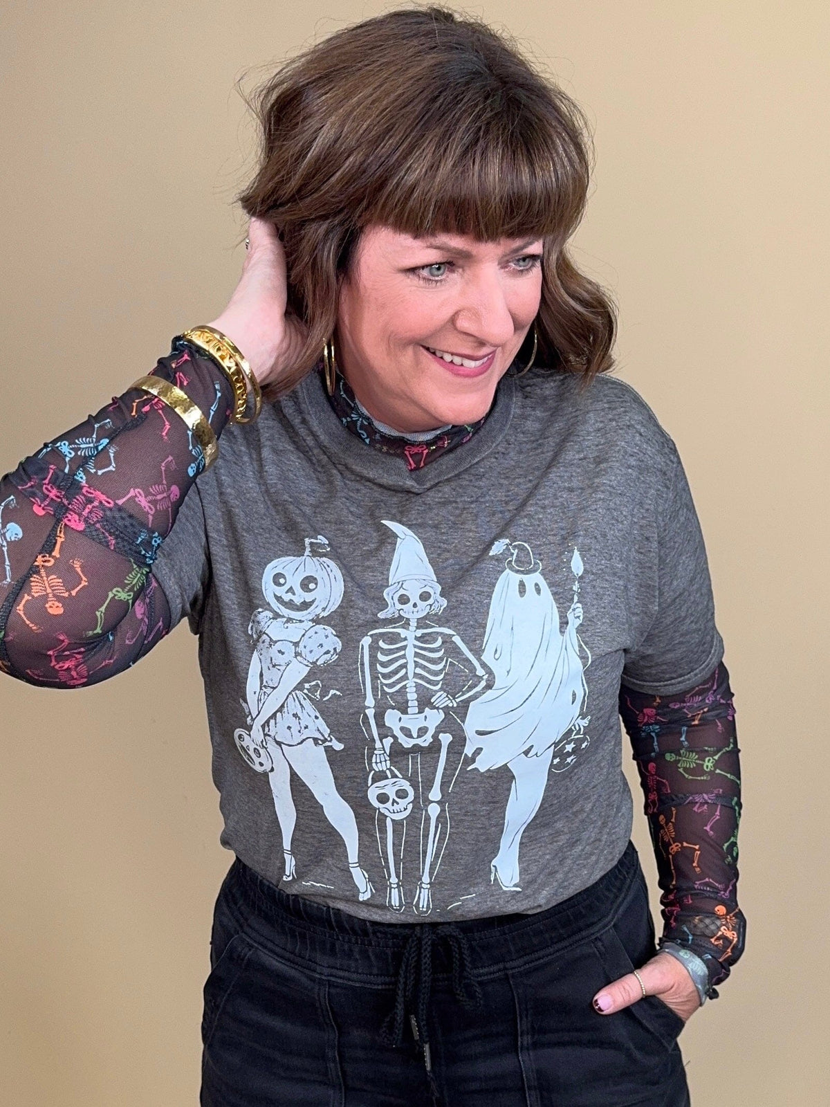 Spooky Party Girls Graphic Tee MISSY BASIC KNIT:~~Unassigned~~ SUGAR STITCH