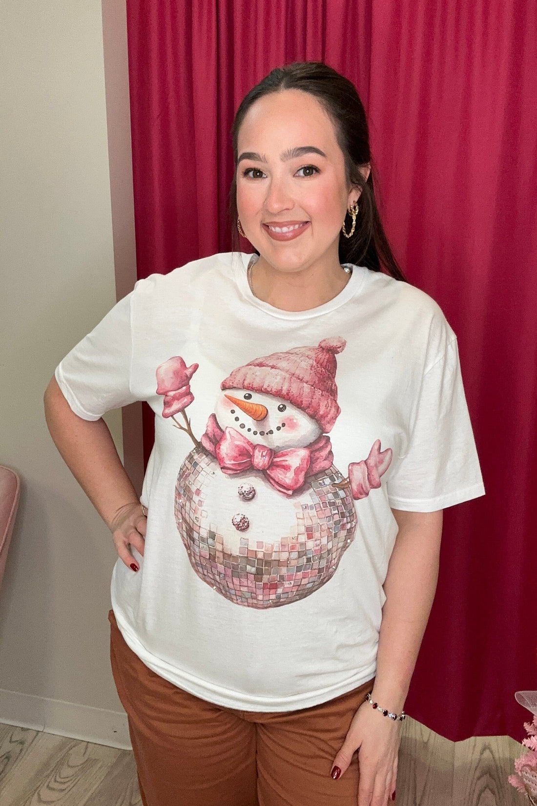 Disco Ball Snowman T-Shirt MISSY BASIC KNIT JCOONS