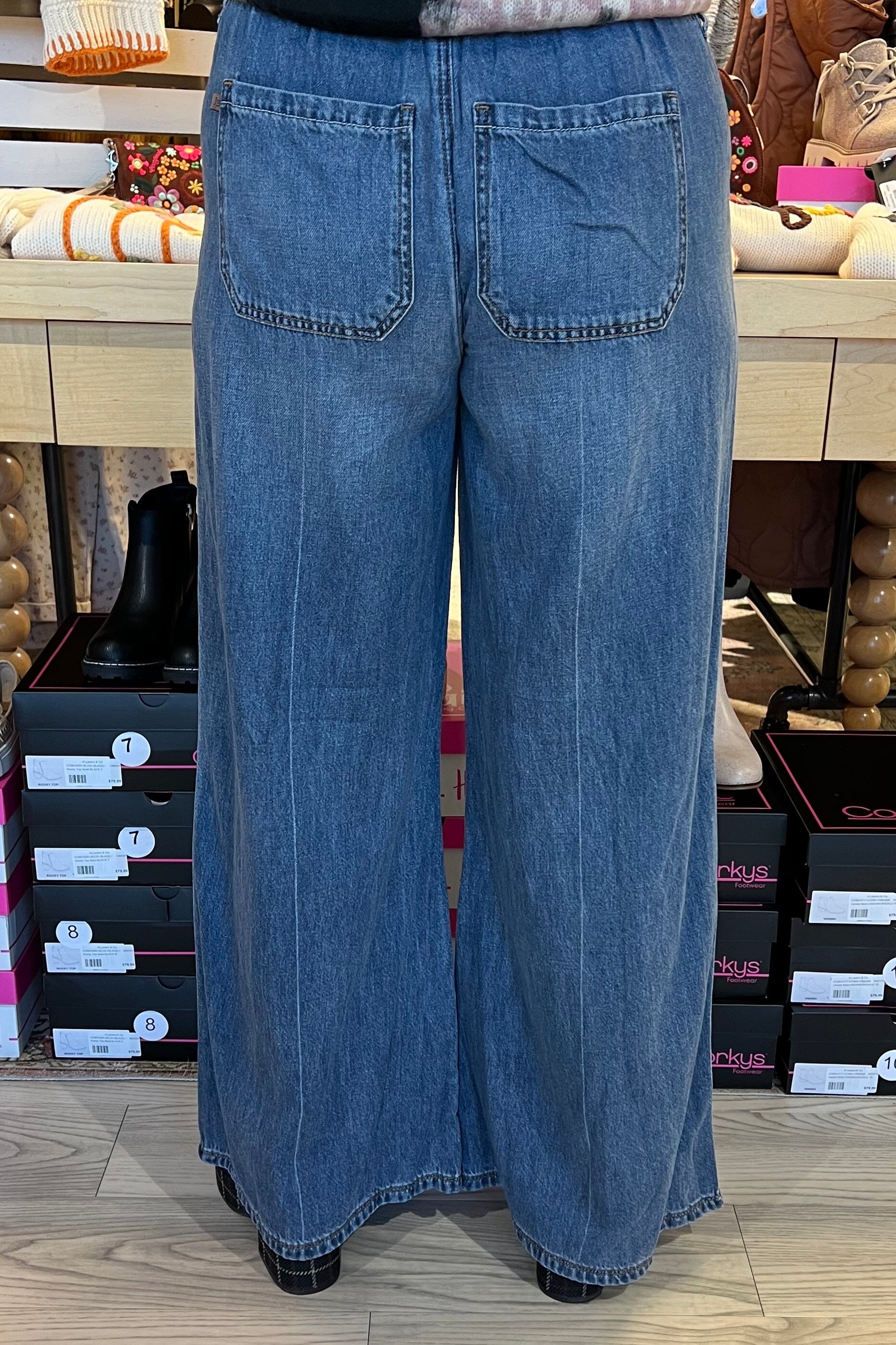 High Waist Palazzo Featherweight Rigid BOTTOMS JUDY BLUE