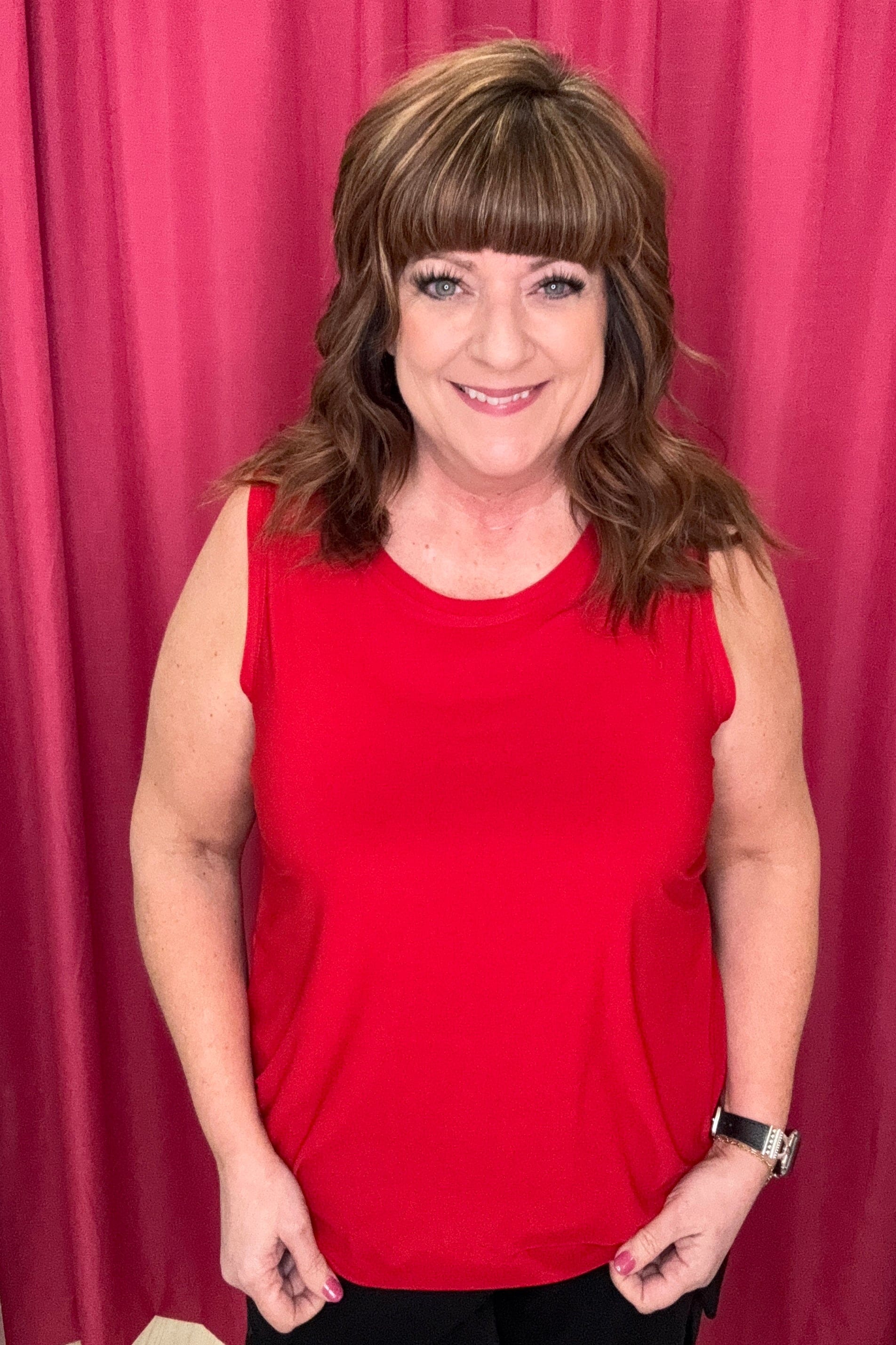 Scoop Neck Tank MISSY BASIC KNIT SOUTHERN LADY RED S