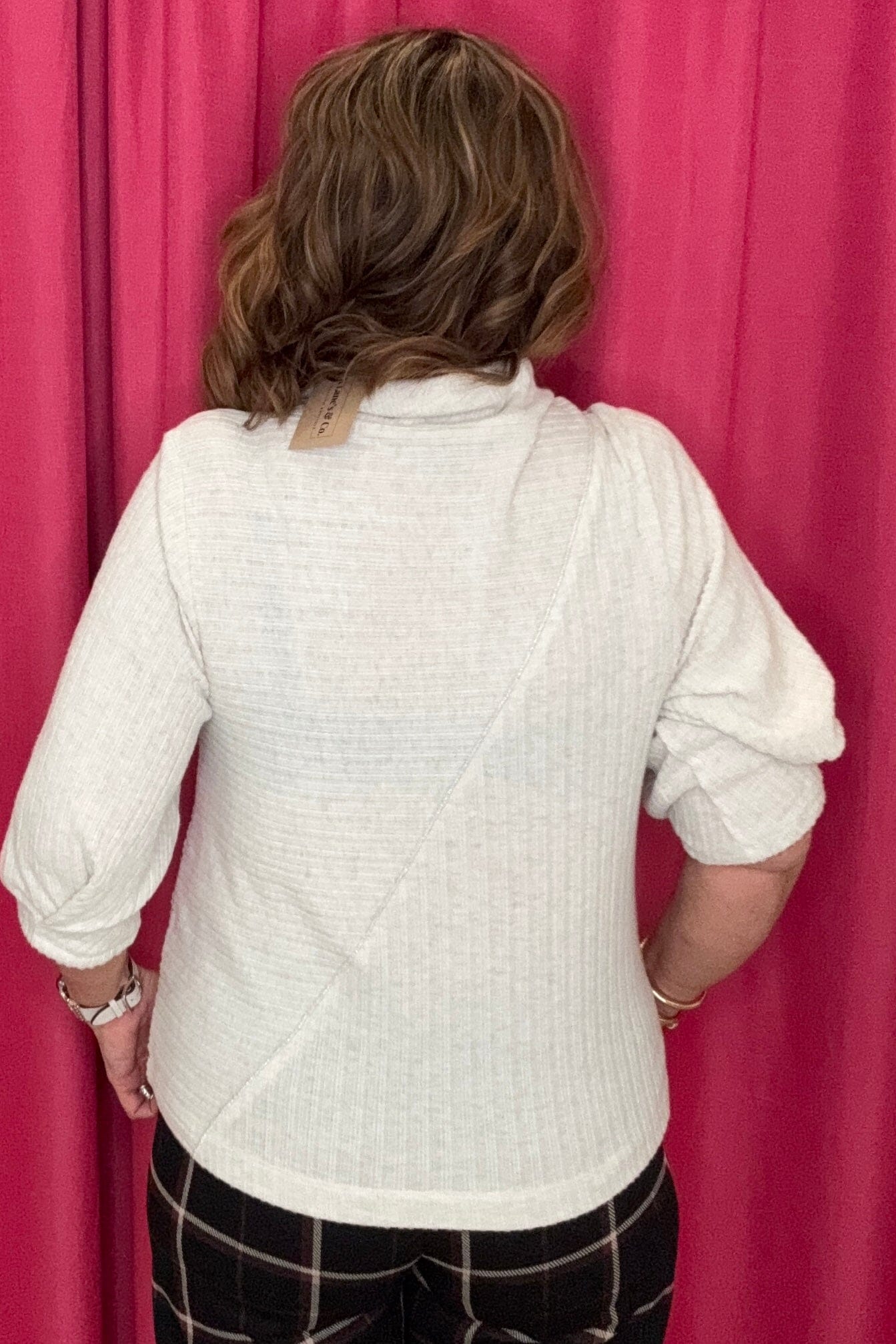 Pleated Elbow Sleeve Mock Neck Knit Top MISSY TOP SPECIAL DEMOCRACY