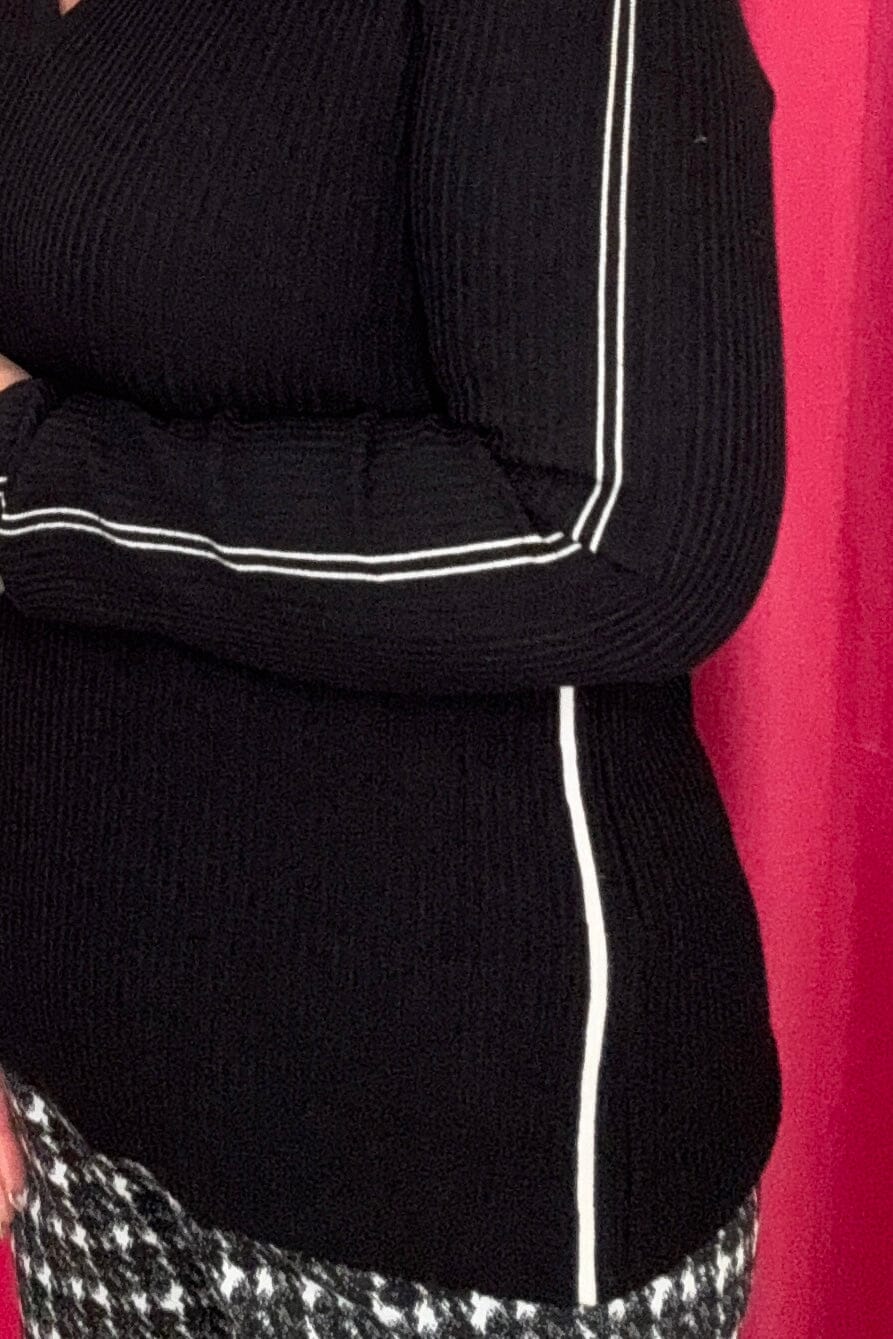 Long Sleeve V-Neck Collared Sweater MISSY TOP SPECIAL LIVERPOOL