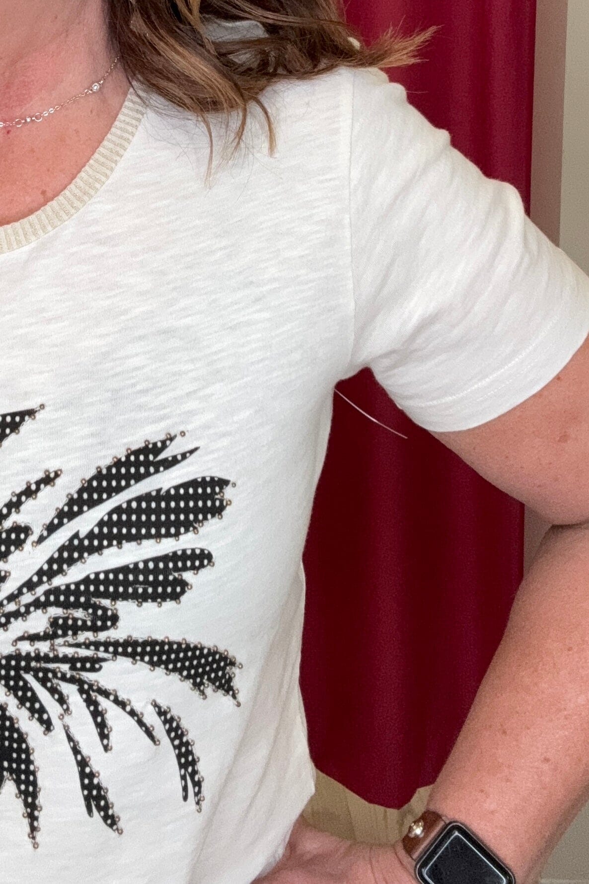 Short Sleeve Crew Neck Top w/Palm Tree MISSY TOP SPECIAL TRIBAL