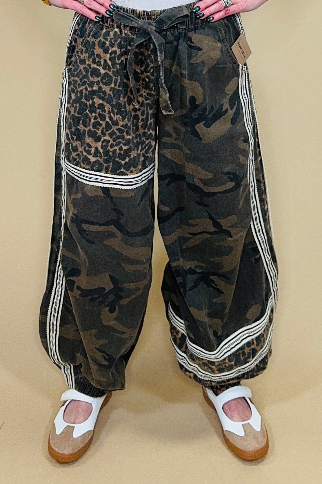 Pull On Camo Pants w/Mixed Media BOTTOMS POL CLOTHING