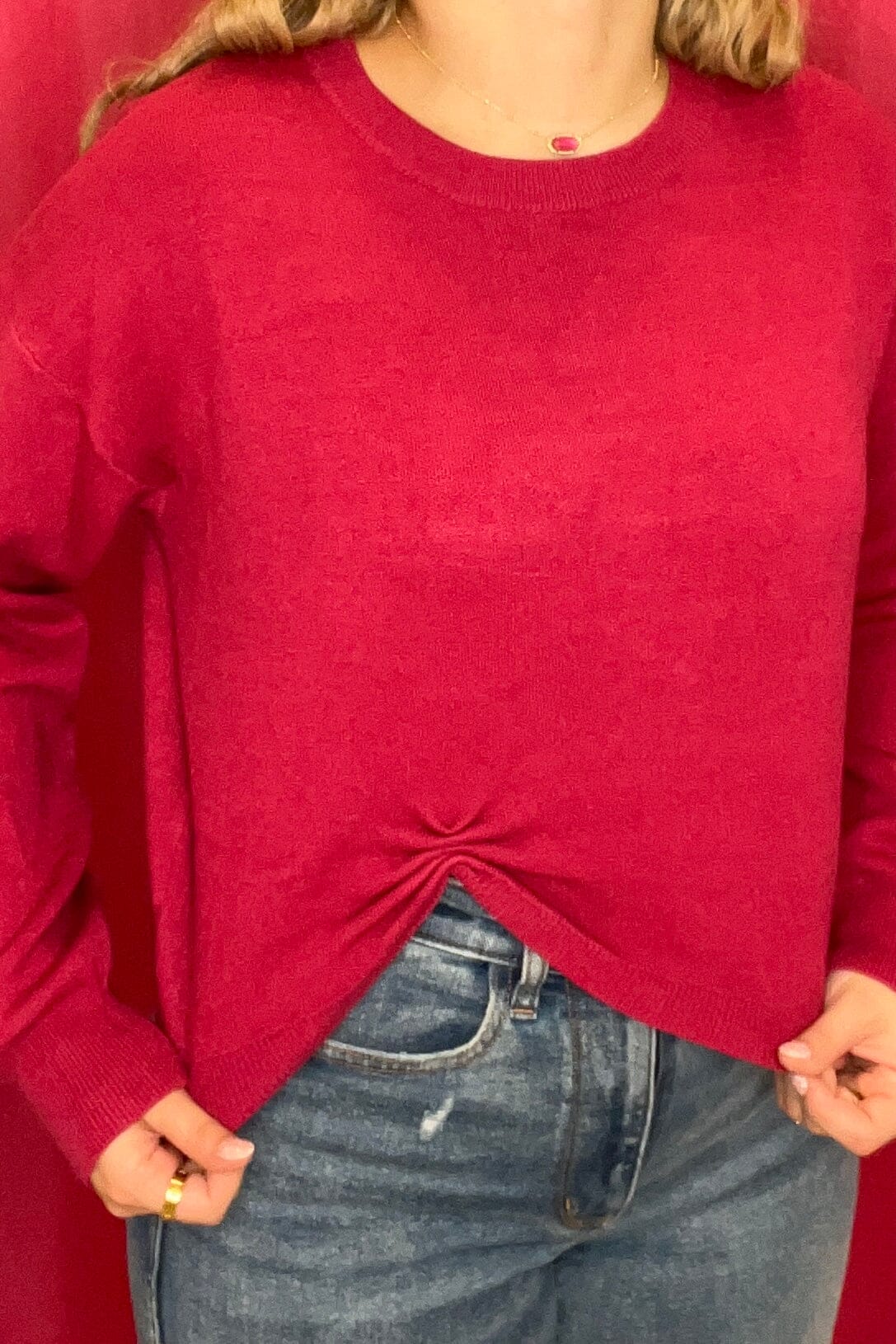 Long Sleeve Sweater w/Side Gather JRTOP CASUAL TOP JODIFL