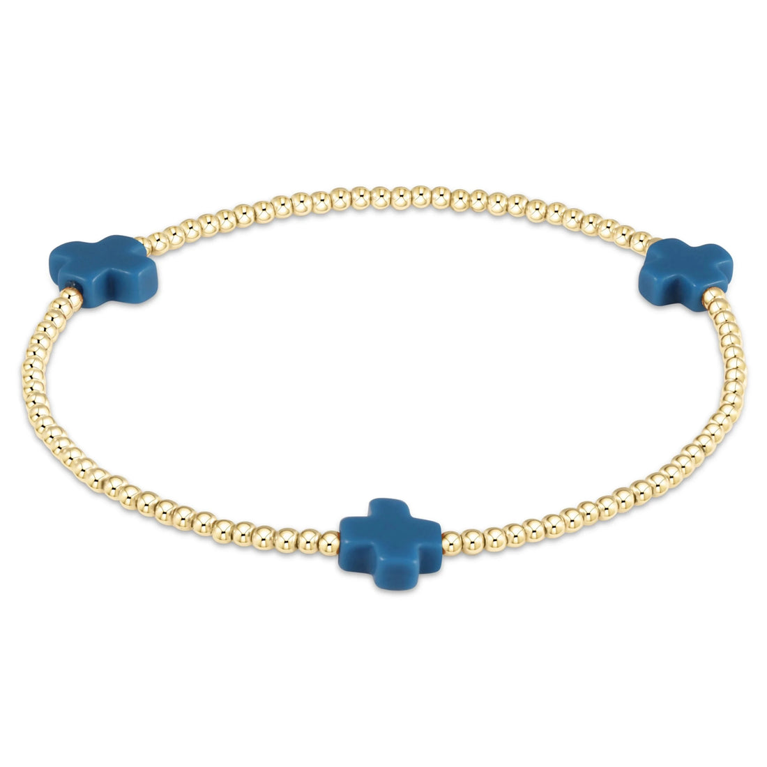 Enewton Signature Cross Gold Pattern 2mm Bead Bracelet- Cobalt JEWELRY ENEWTON