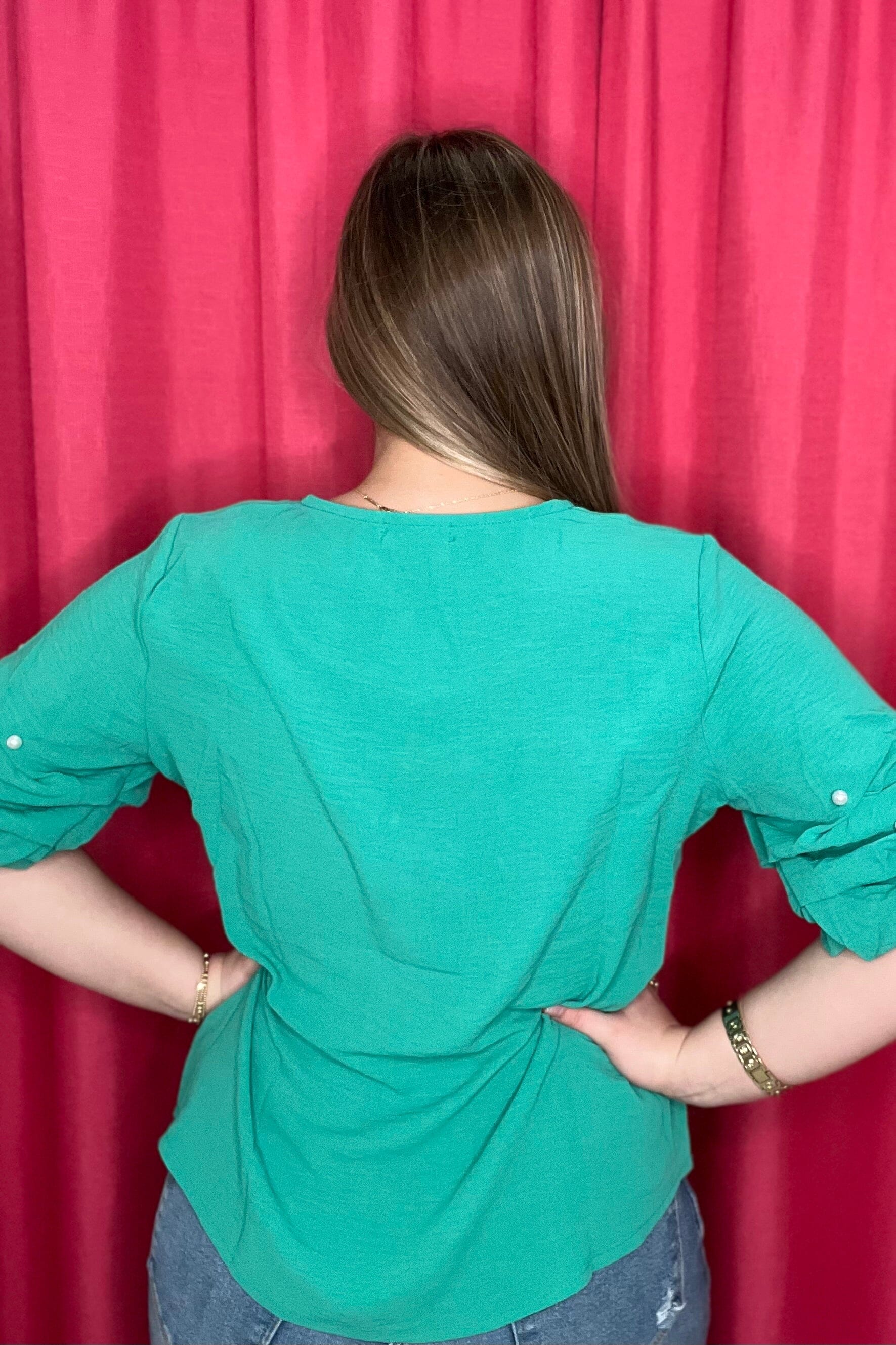 Short Sleeve Pucker Sleeve w/Pearls MISSY TOP SPECIAL CREATION