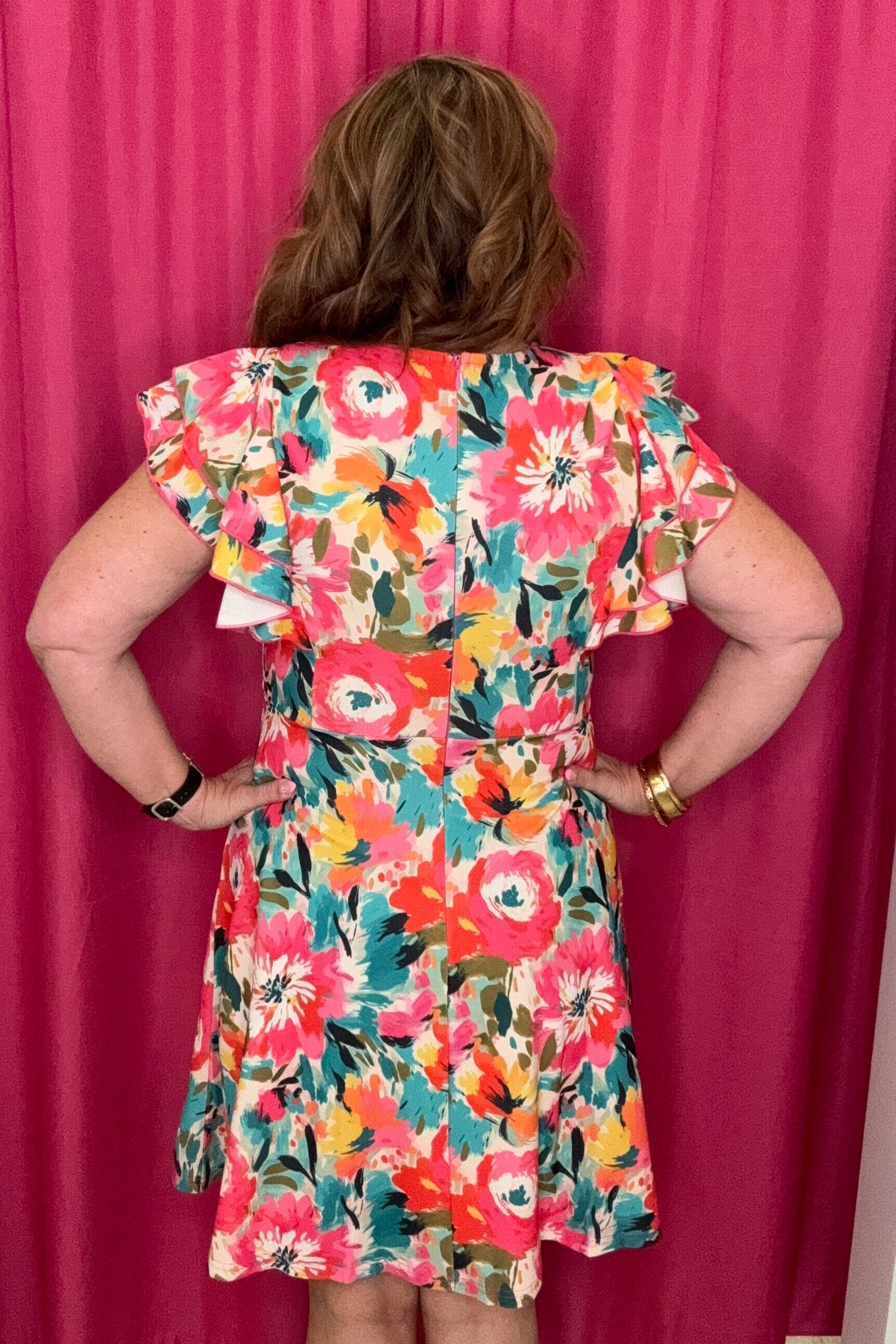 Short Flutter Sleeve Printed Dress DRESS STERLINGKREEK