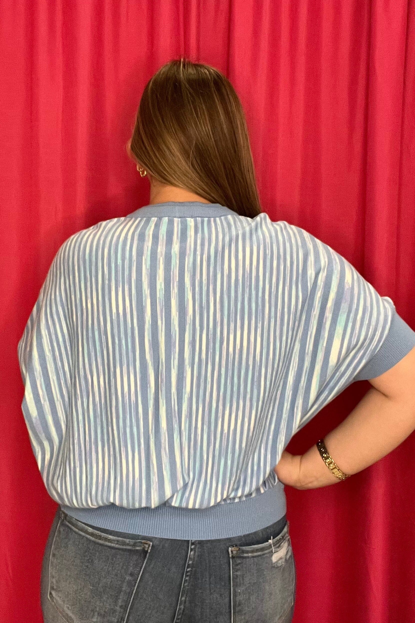 Dolman Short Sleeve Two Tone Space Dye Sweater MISSY TOP SPECIAL DEMOCRACY