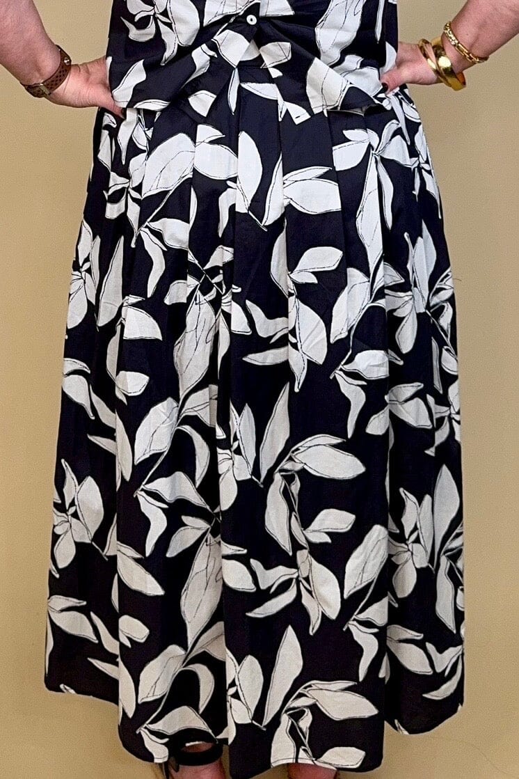 Printed Midi Skirt w/Back Elastic BOTTOMS SHE&SKY