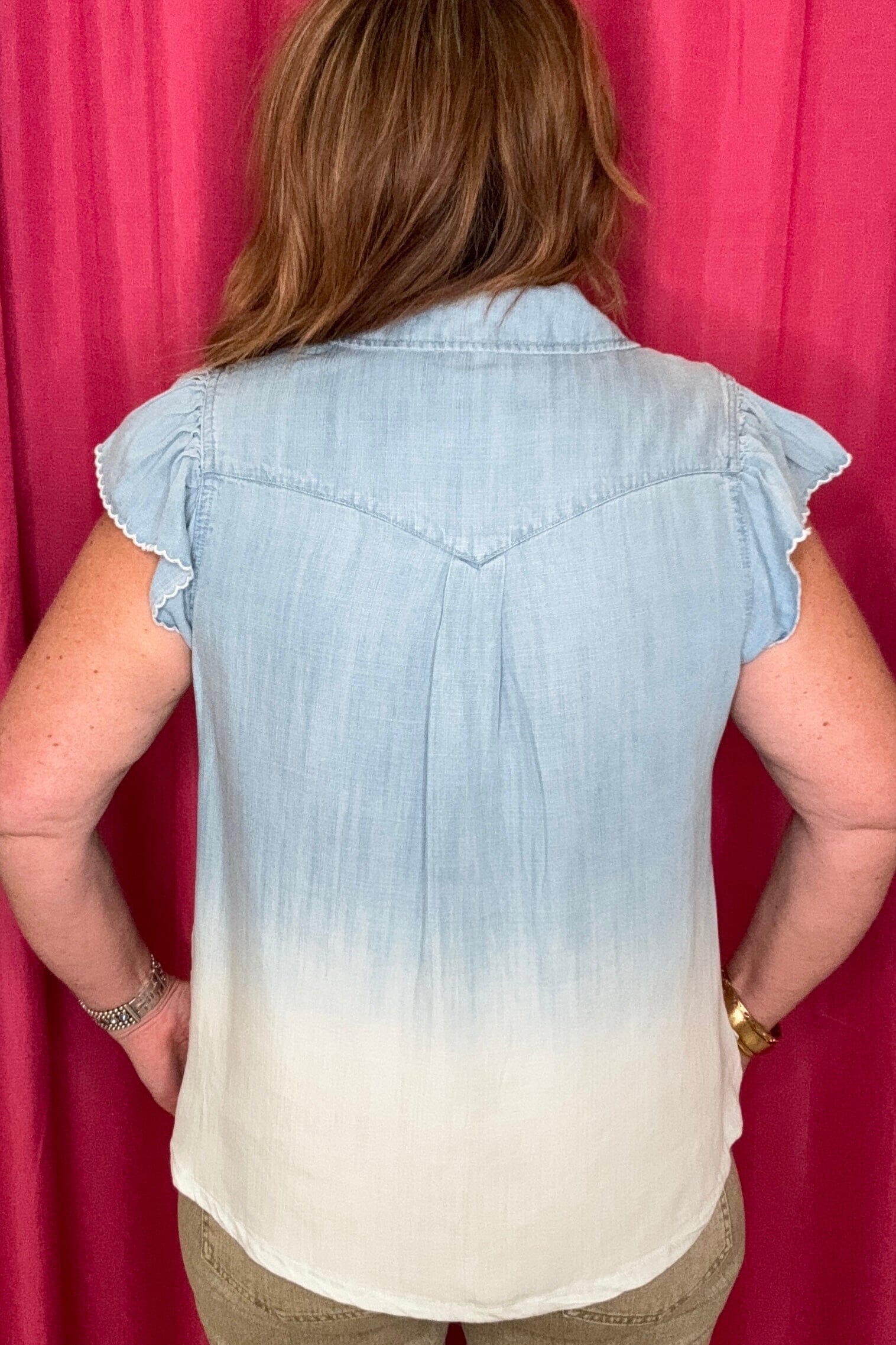 Flutter Sleeve Collared Button Down Top MISSY TOP SPECIAL DEMOCRACY