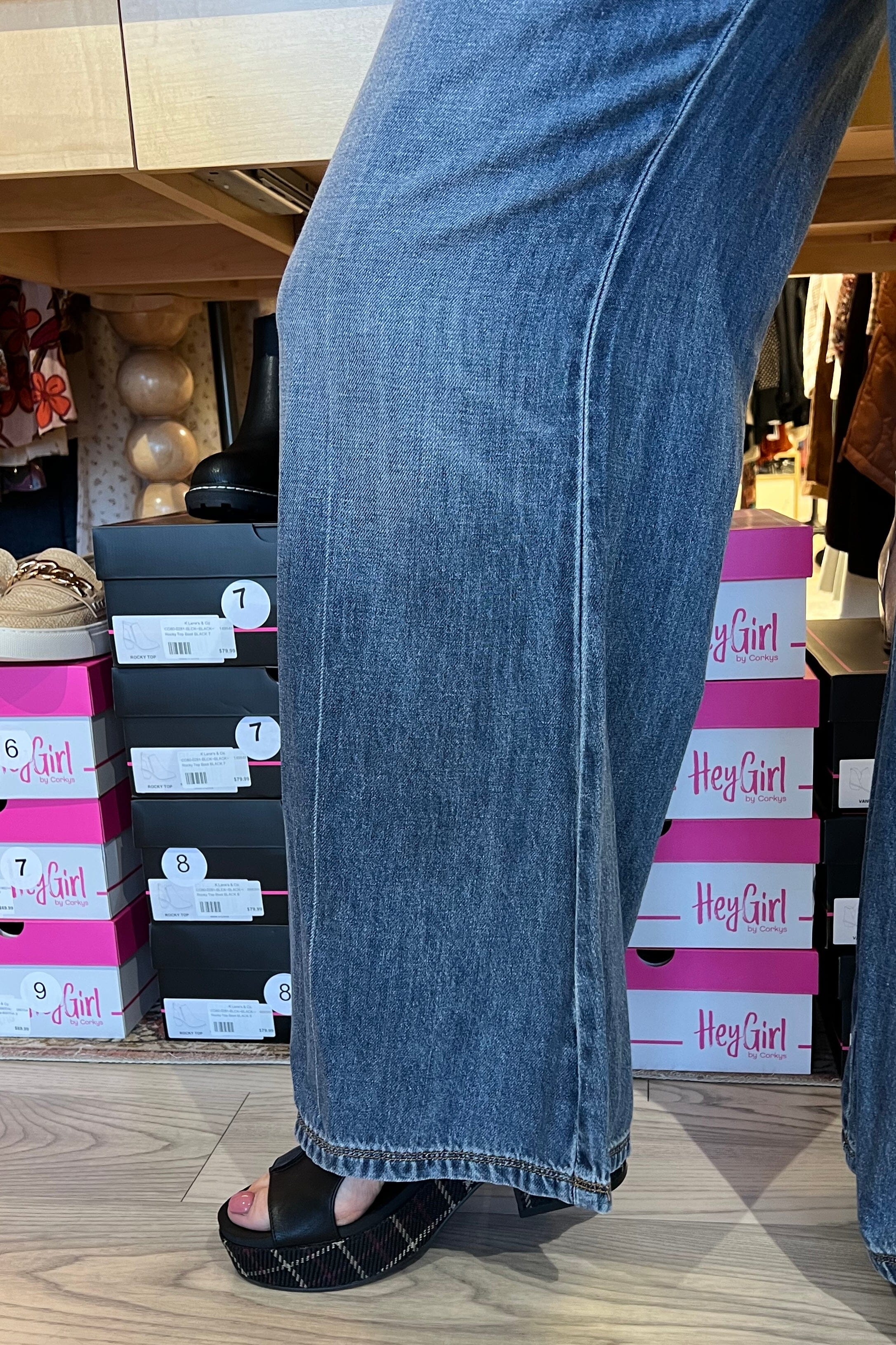 High Waist Palazzo Featherweight Rigid BOTTOMS JUDY BLUE