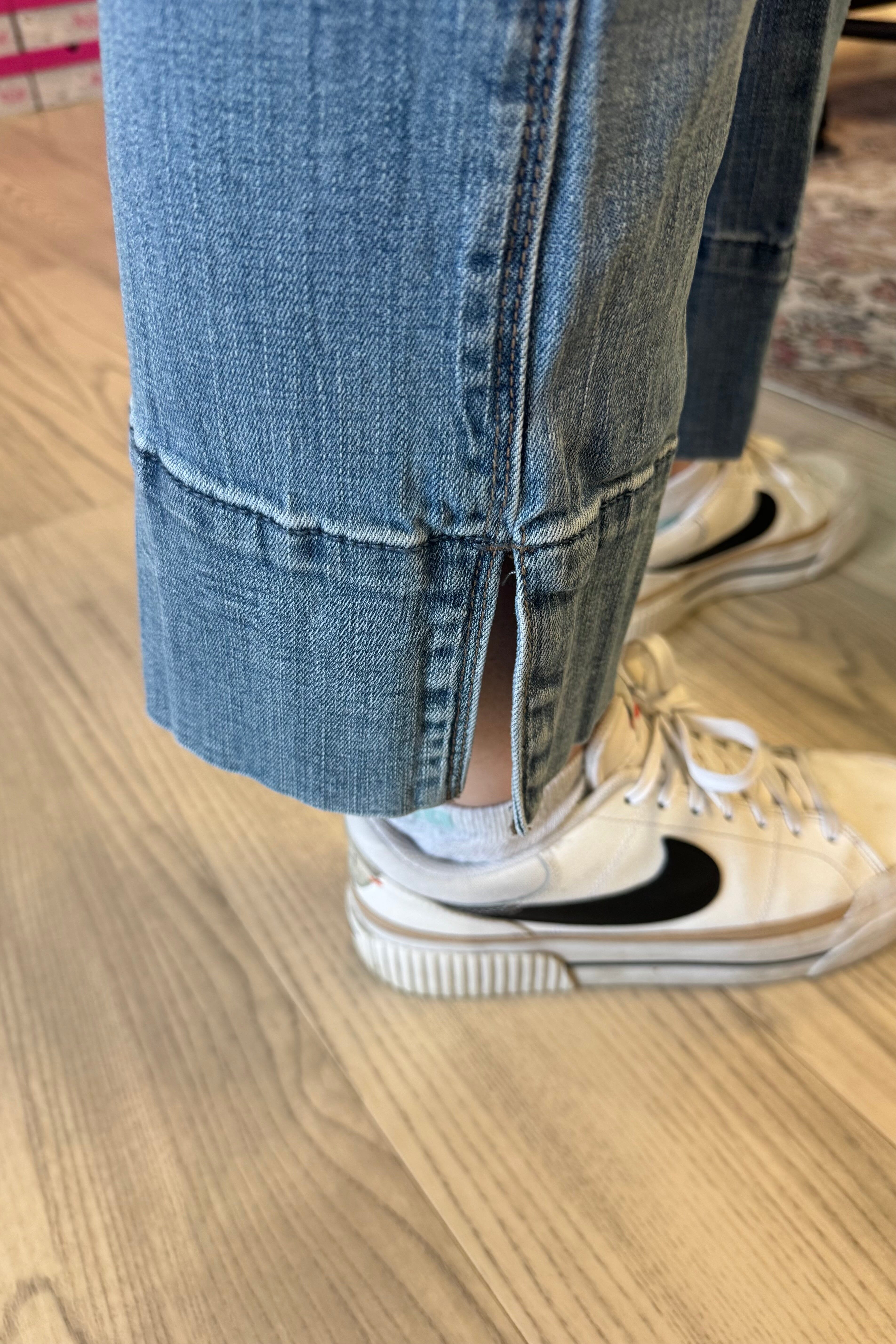 "Ab"solution High Rise Side Slit Kick Flare Jeans with Center Seam JEANS DEMOCRACY