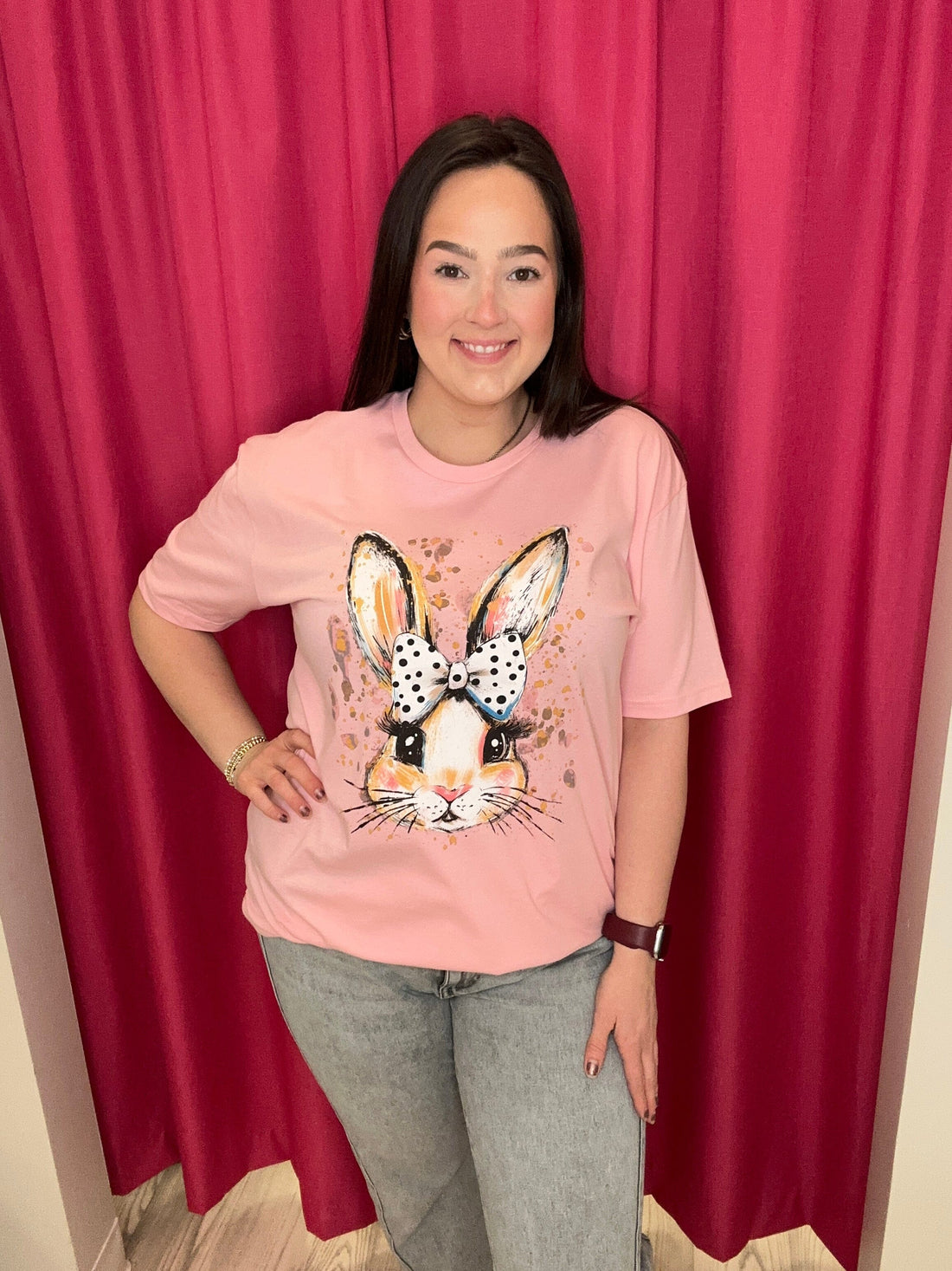Girl Bunny w/Splatter Paint MISSY BASIC KNIT REBELROSE/ATTITUDETEES