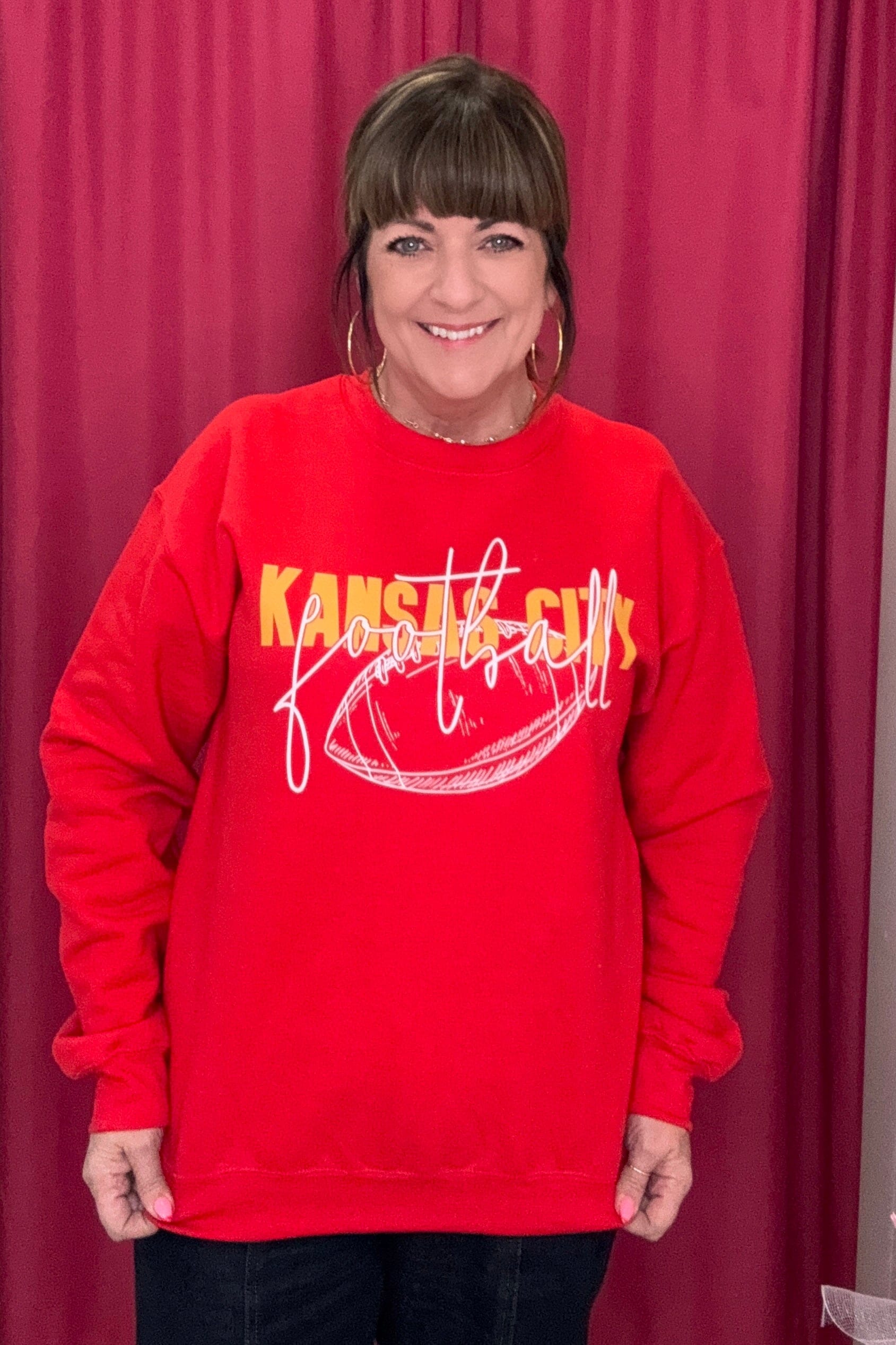 Kansas City Football Sweatshirt MISSY BASIC KNIT POSH MAGNOLIA