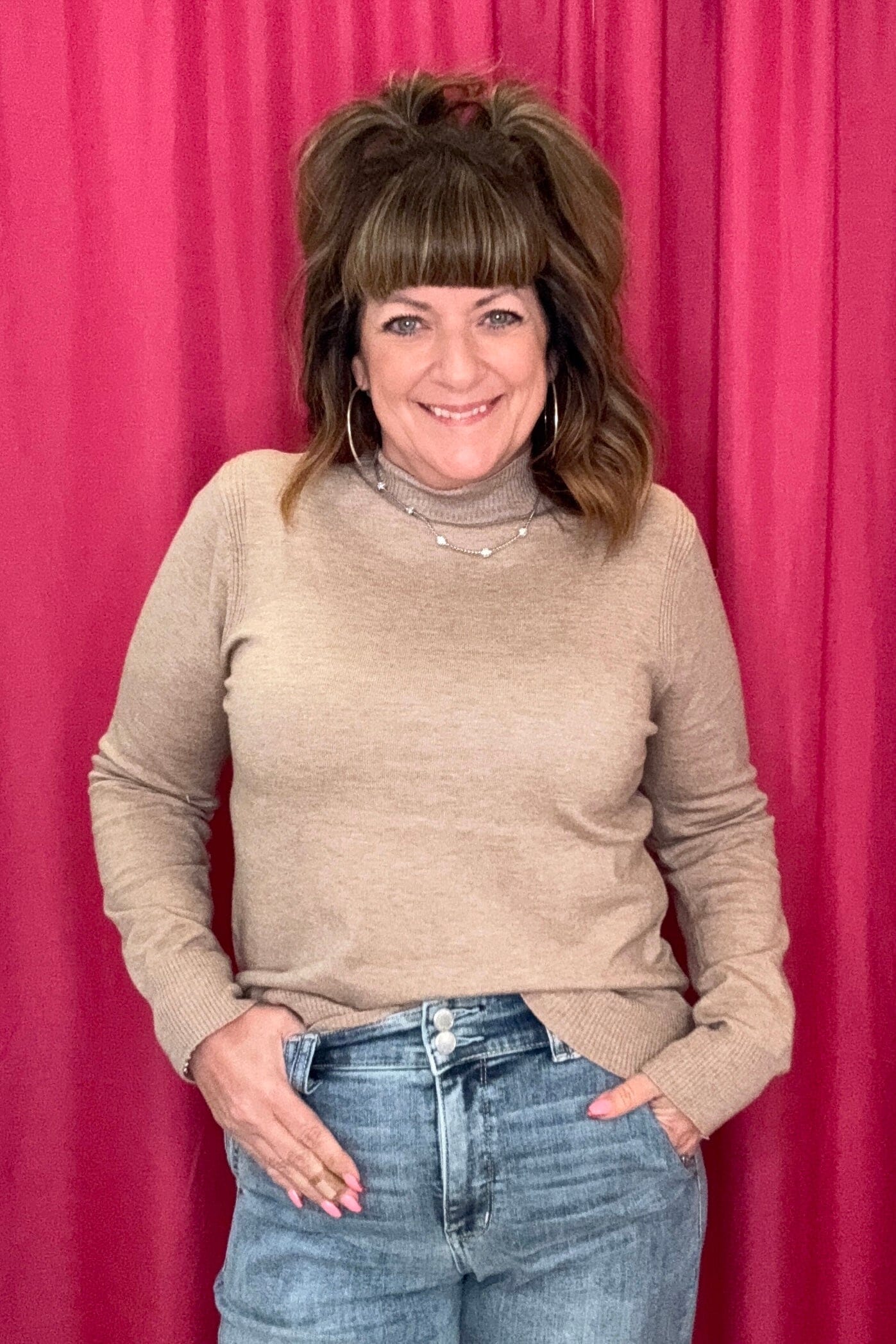 Long Sleeve Mock Neck Sweater SWEATER KEREN HART