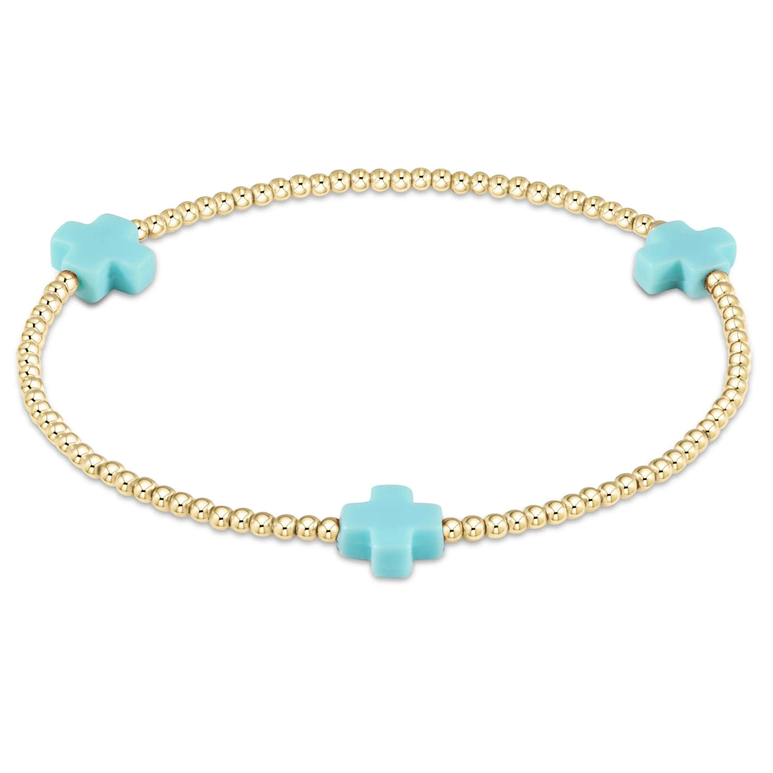 Enewton Signature Cross Gold Pattern 2mm Bead Bracelet- Turquoise JEWELRY ENEWTON