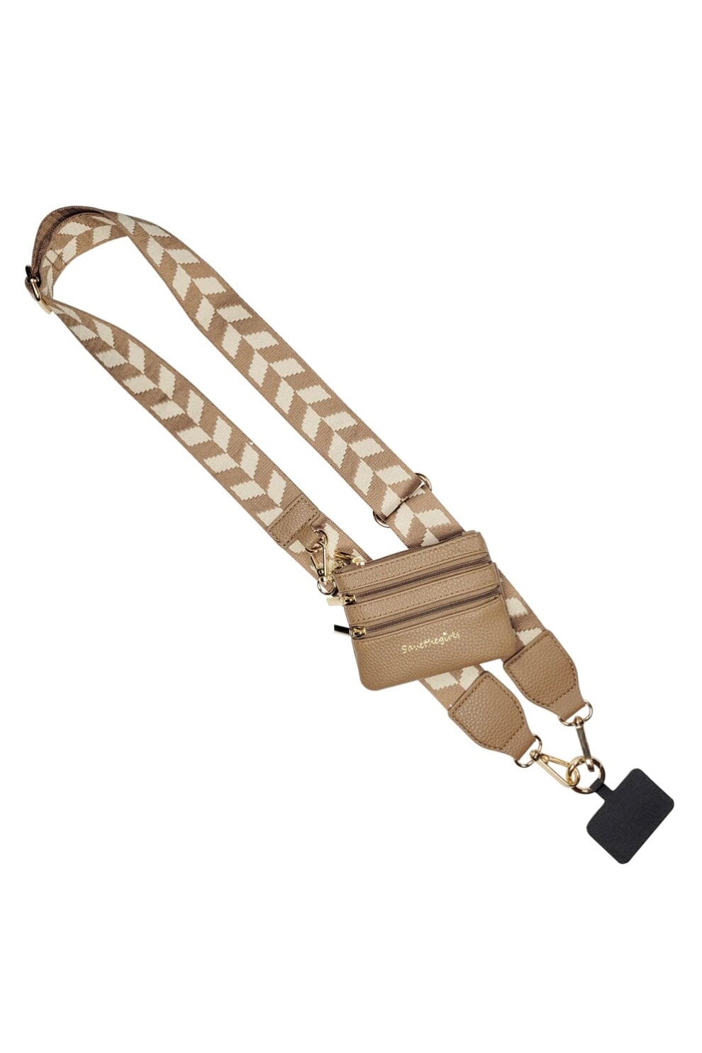 Clip & Go Chevron Strap w/Zippered Pouch GIFT/OTHER SAVE THE GIRLS BRWNCRMCHEVRON