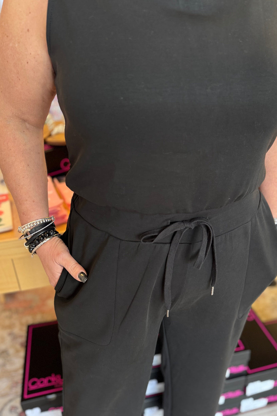 Hilarie Super Soft Crop Romper with Pockets DRESS COCO+CARMEN