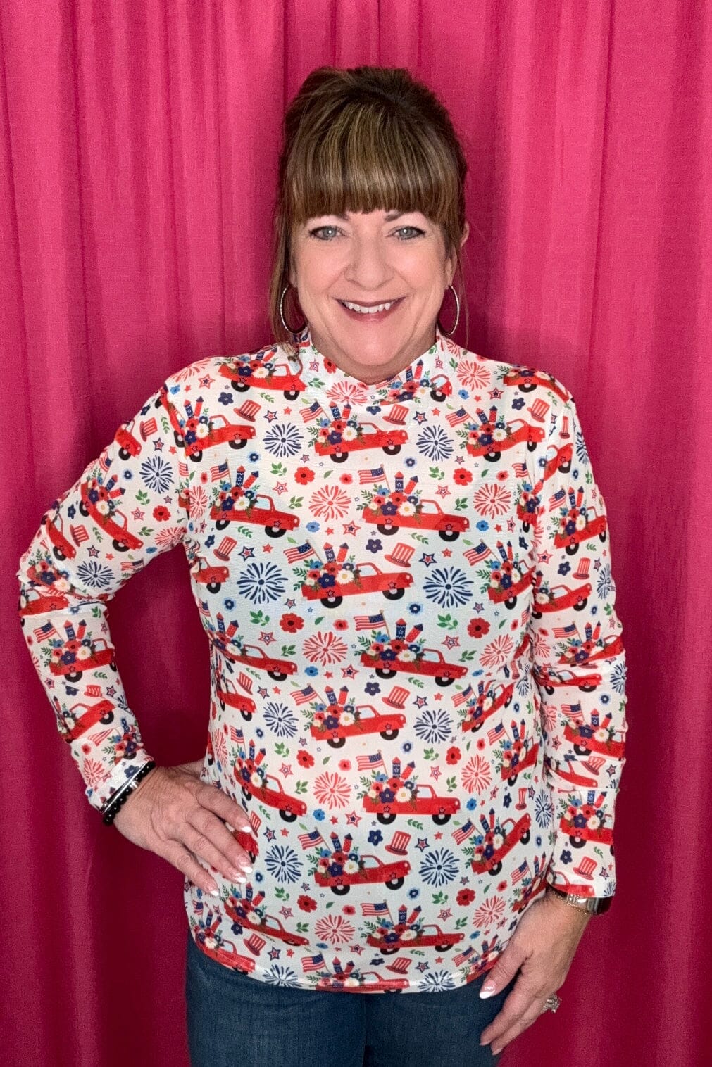 Freedom and Fireworks Mesh Top MISSY BASIC KNIT STERLINGKREEK