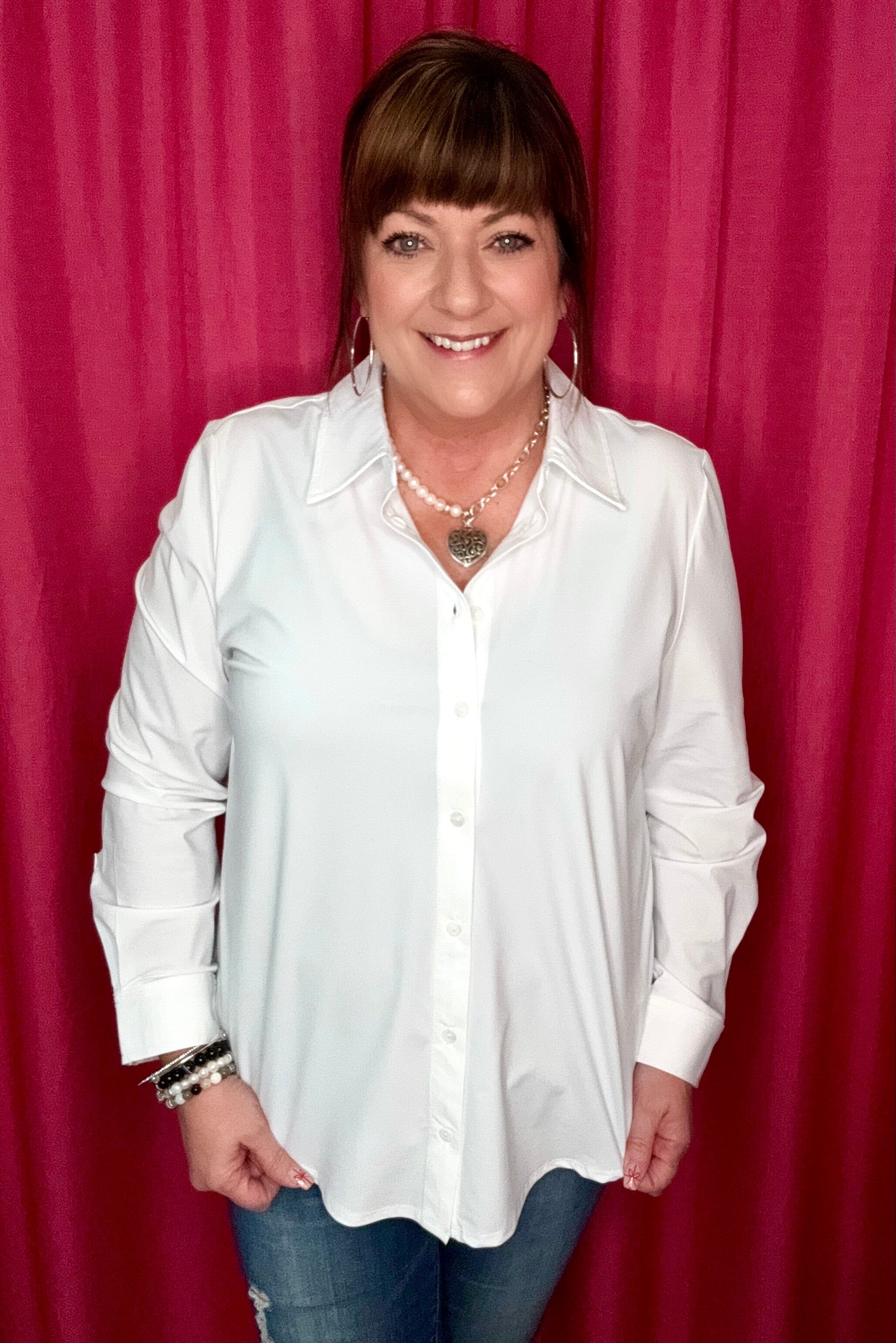 Long Sleeve Button Down Shirt MISSY TOP SPECIAL LIVERPOOL WHT XS