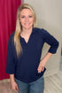 3/4 Sleeve Buttery Soft Techno Collar Polo Top MISSY BASIC KNIT TRIBAL JETBLUE XS