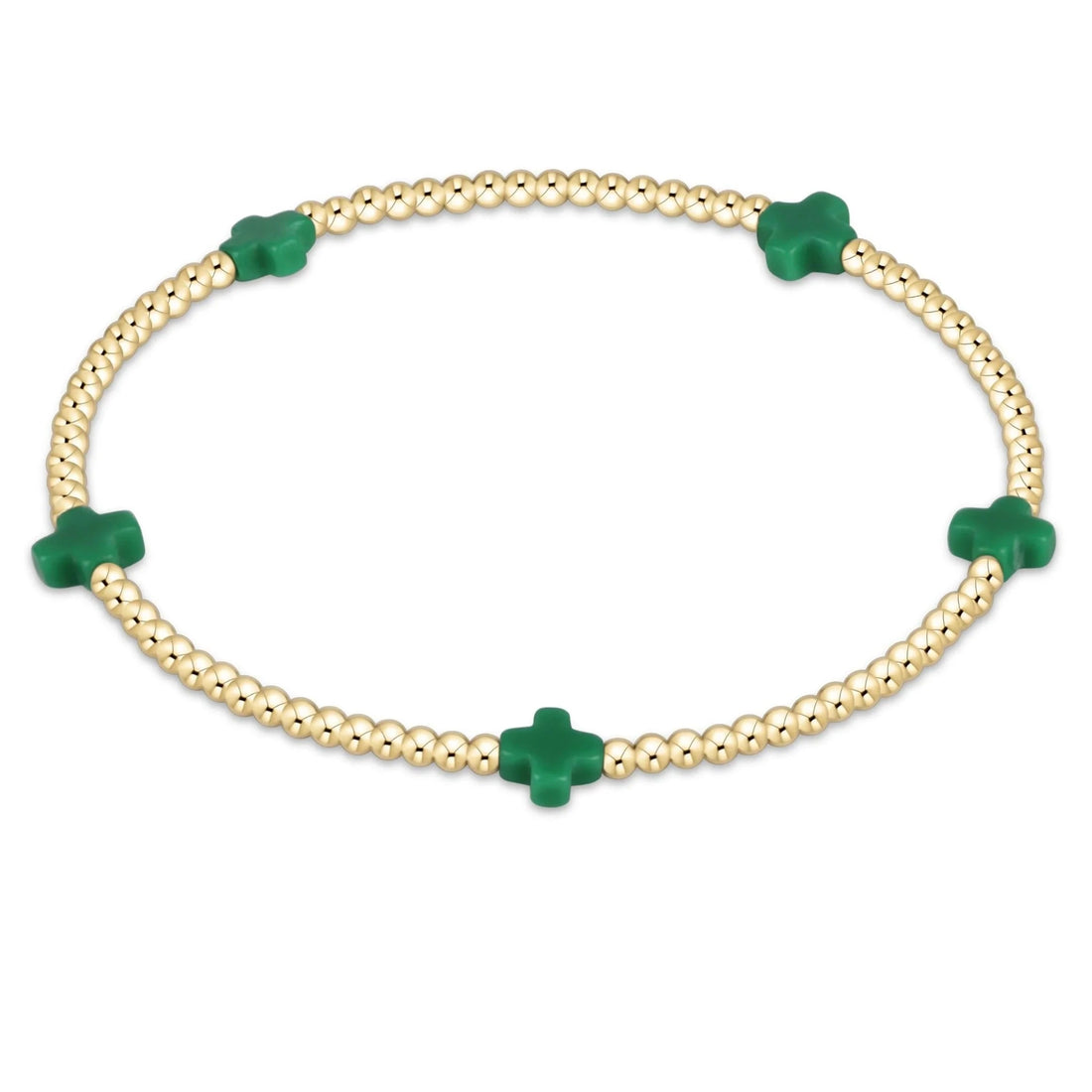 Enewton Signature Cross Small Gold Pattern 2mm Bead Bracelet- Emerald JEWELRY ENEWTON