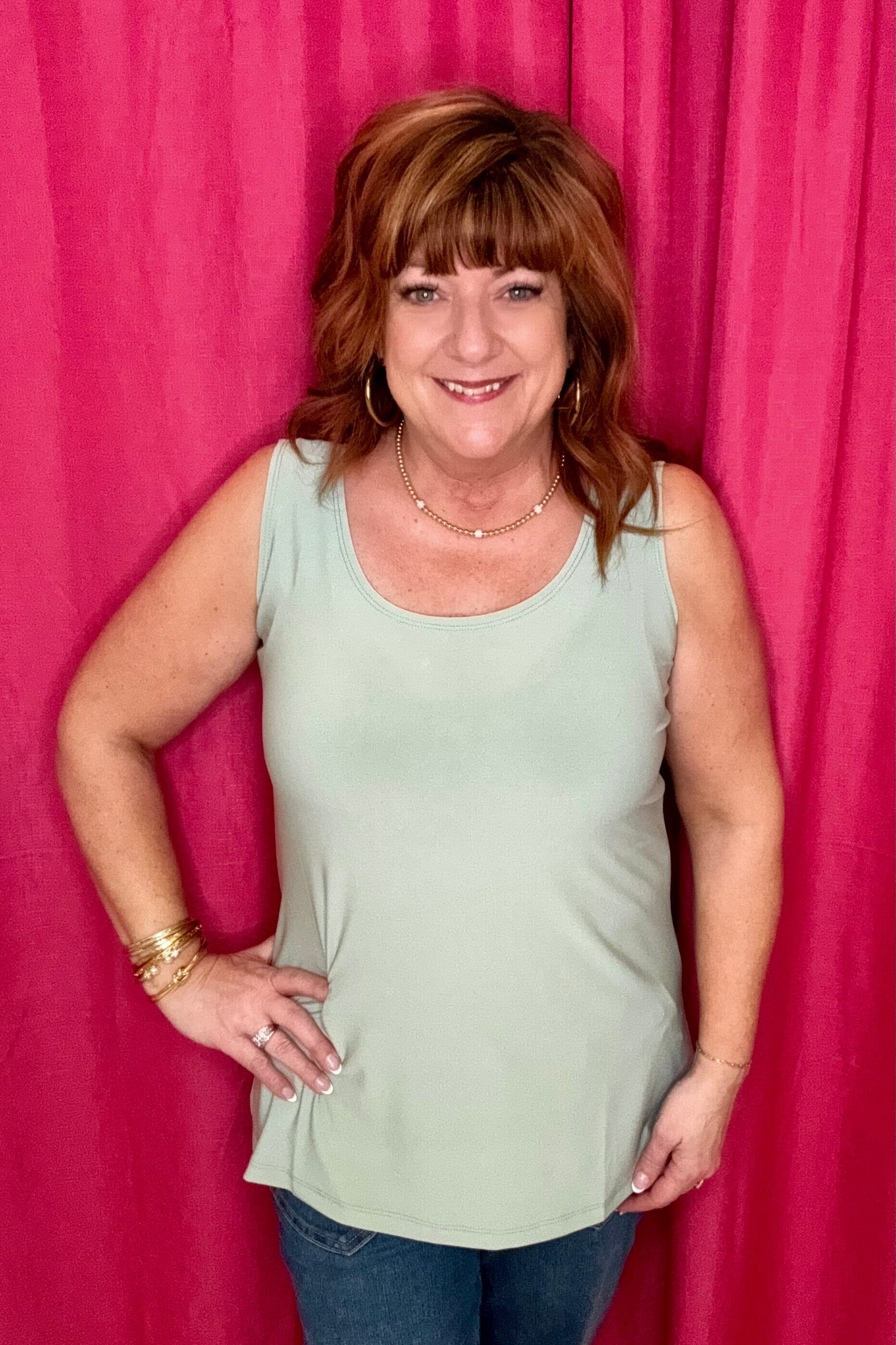 Solid Tank MISSY BASIC KNIT CREATION SAGE S